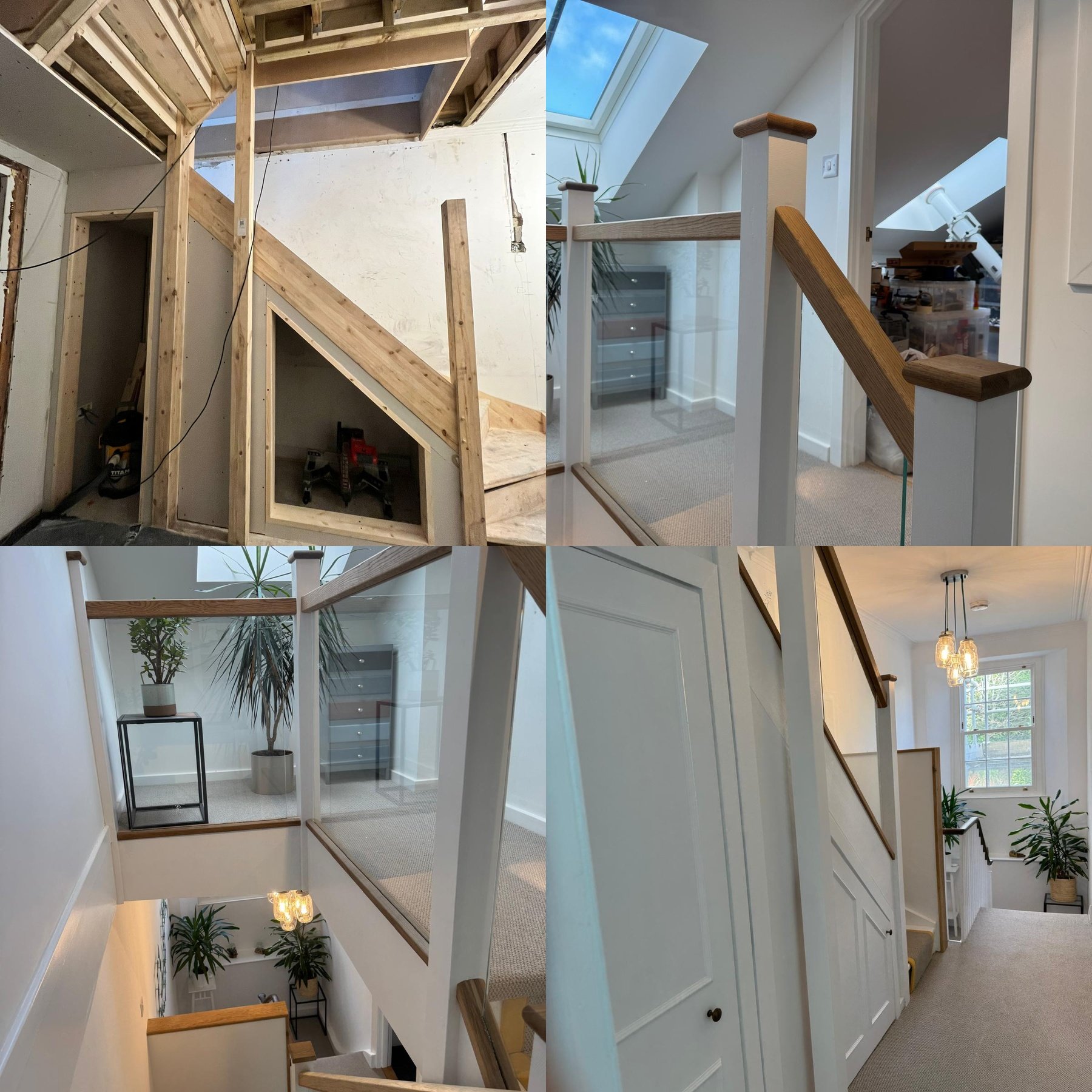 Loft conversion staircase installation and timber structural framing by Tamar Construction in Cornwall.