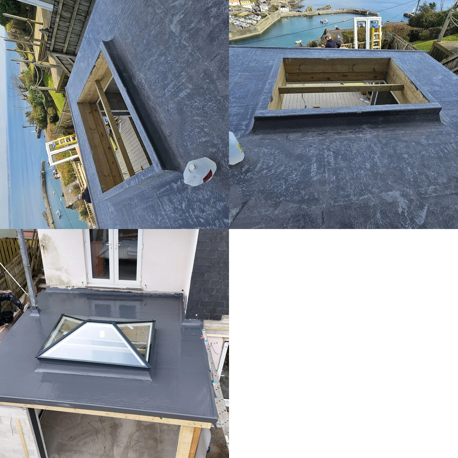 GRP fibreglass flat roof installation completed by Tamar Construction in Cornwall.