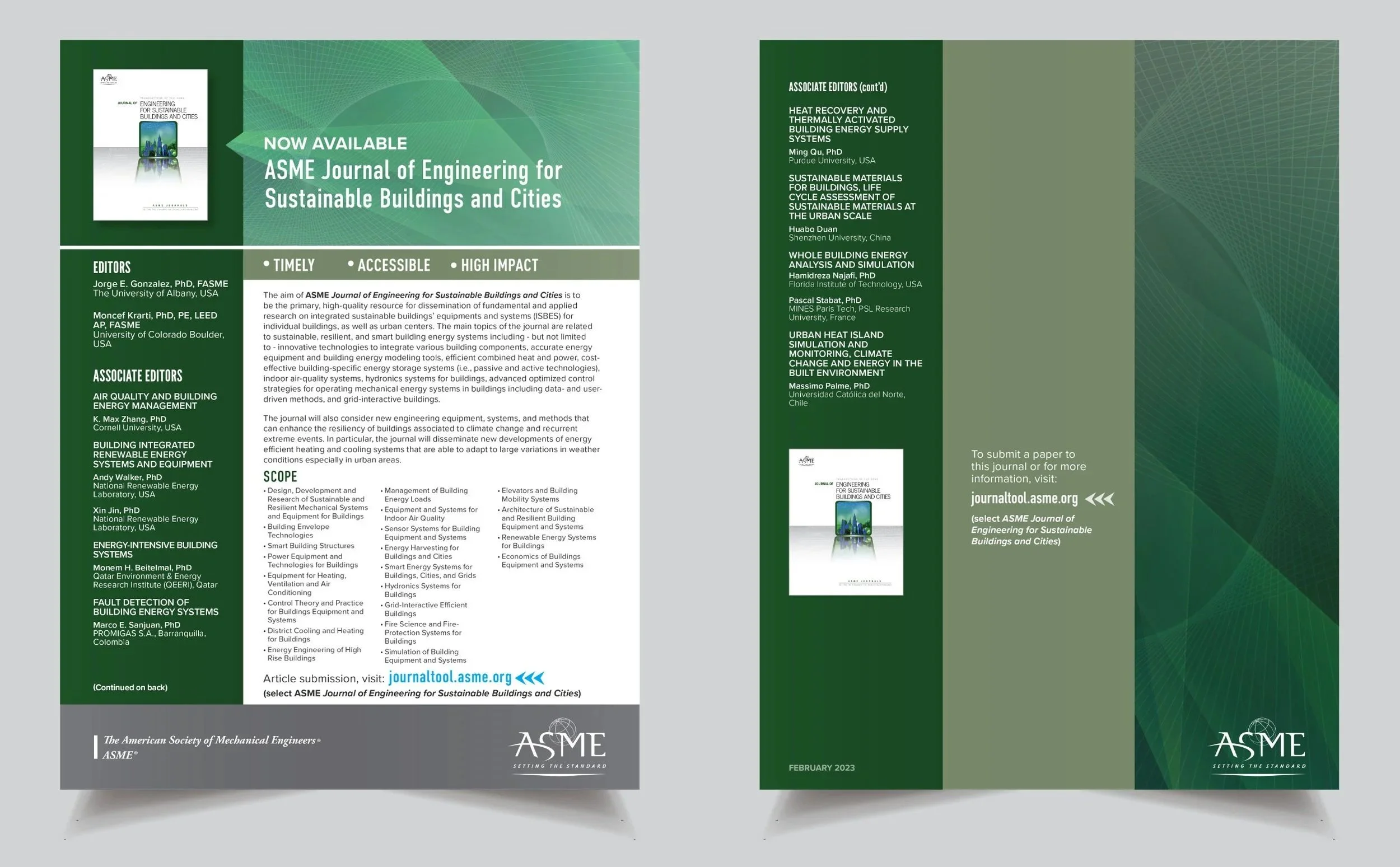 Flyer-Journal of Engineering for Sustainable Buildings and Cities