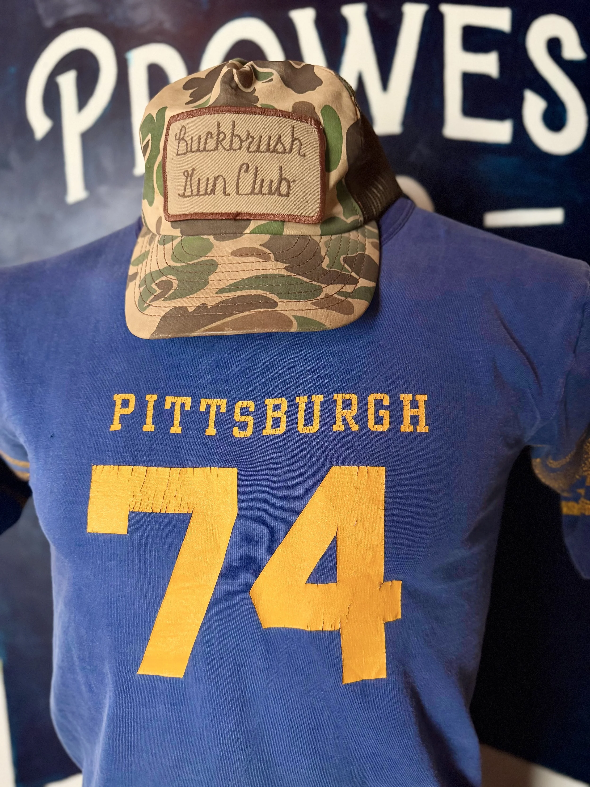 VINTAGE 1970's CHAMPION  PITTSBURGH 74 FOOTBALL TEE • S