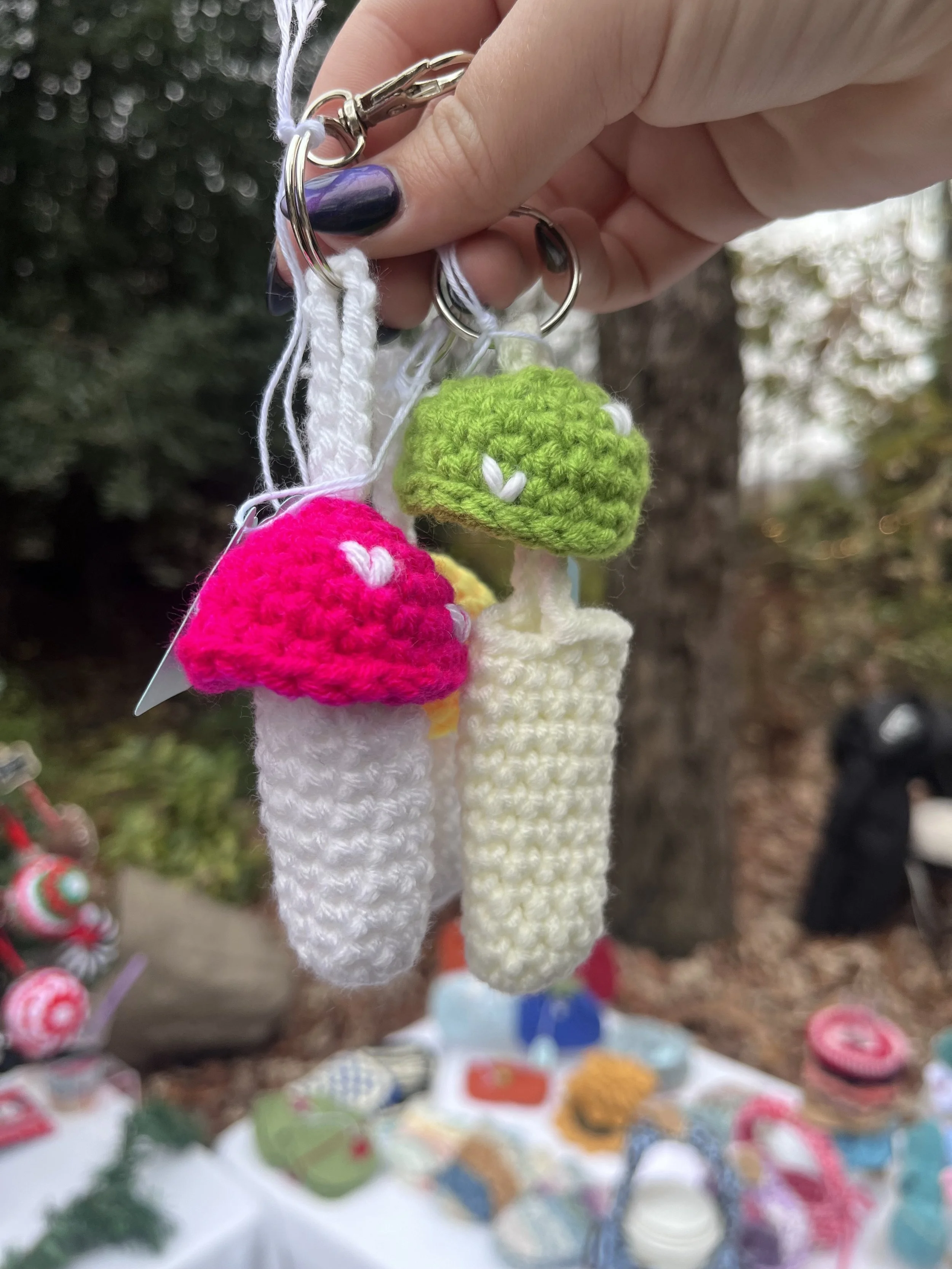Crochet Mushroom Chapstick Holder