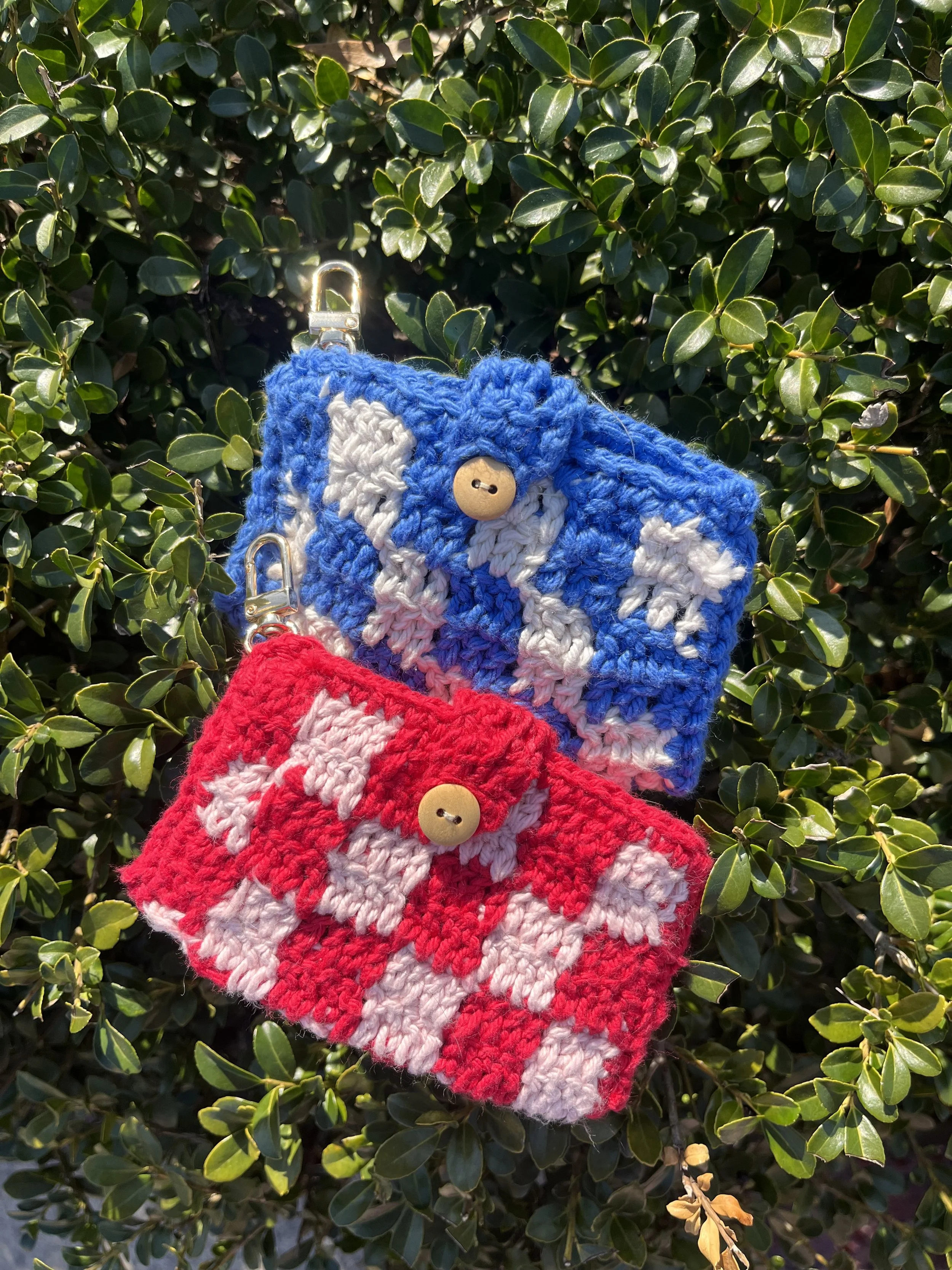 Handmade Crochet Checkered Keychain Wallet