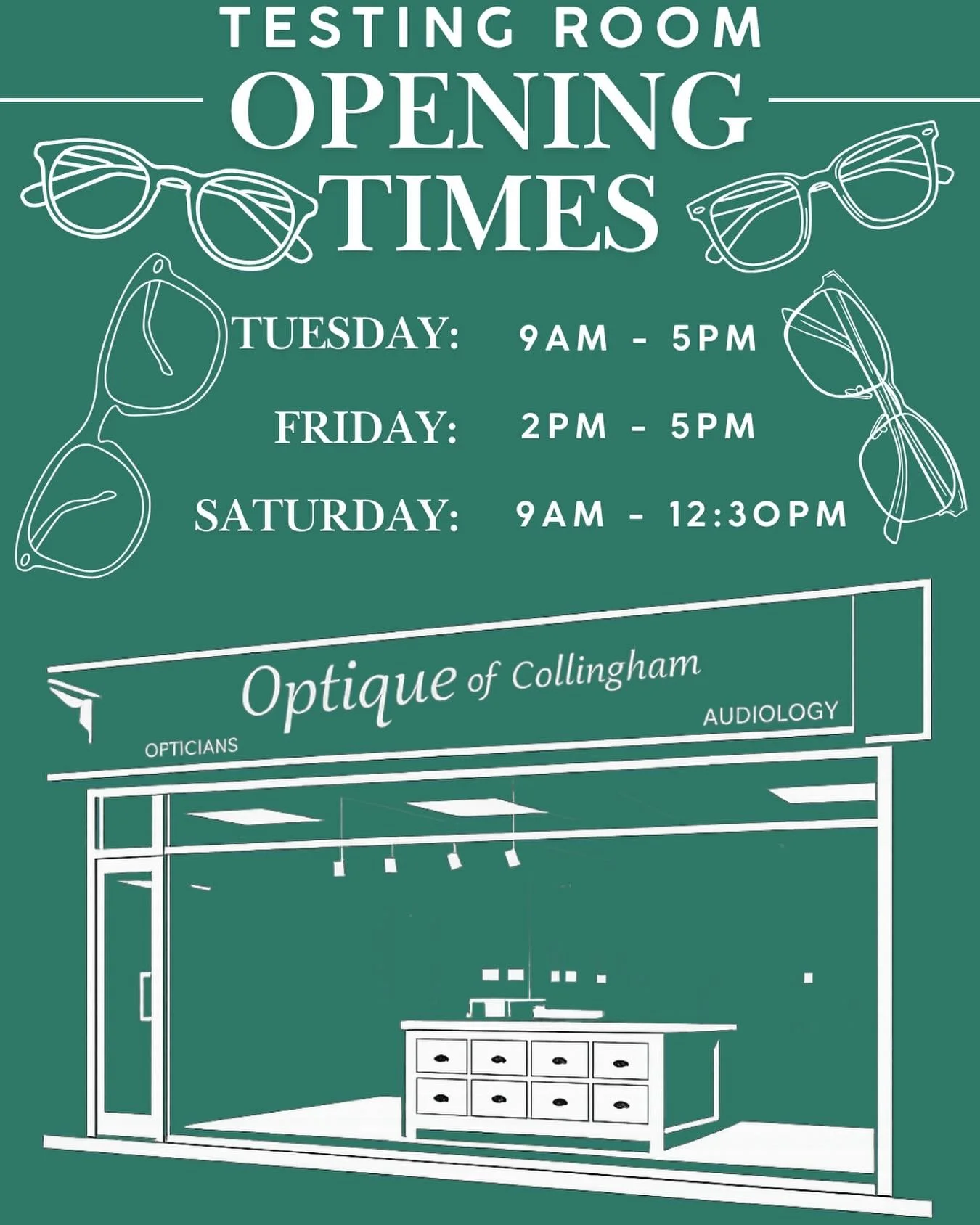 Optique of Collingham is a local and independent opticians that has appointments waiting to be booked!
Testing room open on selected days
All appointments booked online
Visit our website: https://www.optiqueofcollingham.co.uk/