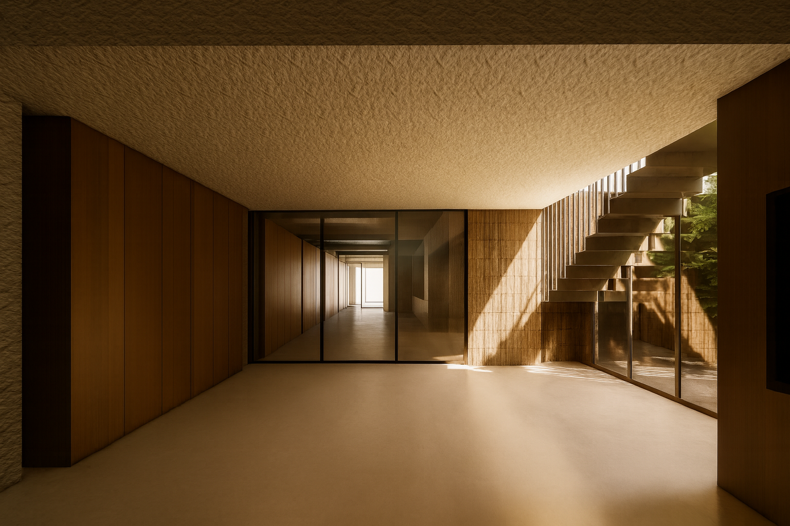 Looking from Performance Hall into Multipurpose Space