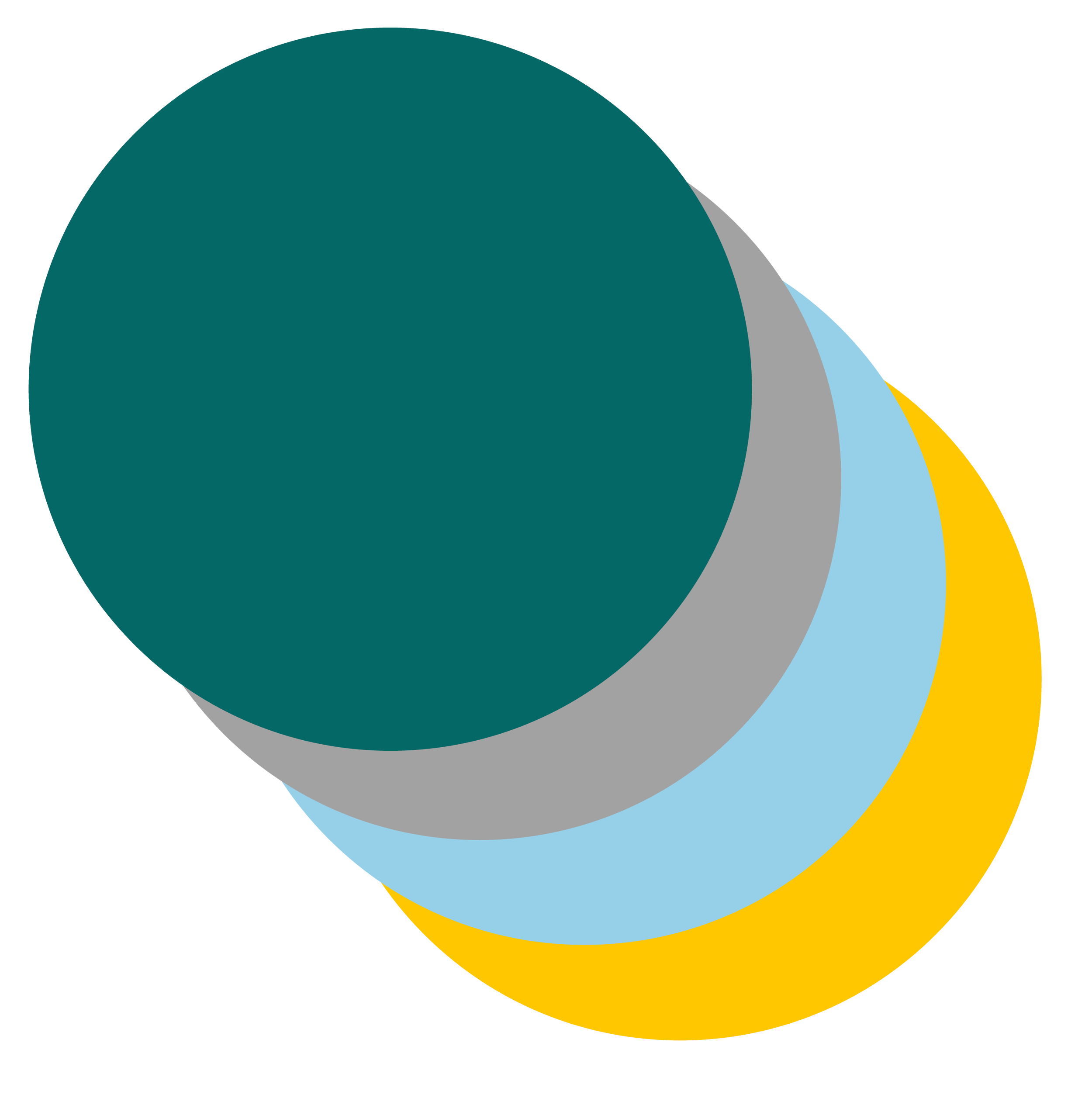 A 3D pie chart with five segments in different colors: dark teal, gray, light blue, yellow, and green, viewed at an angle.