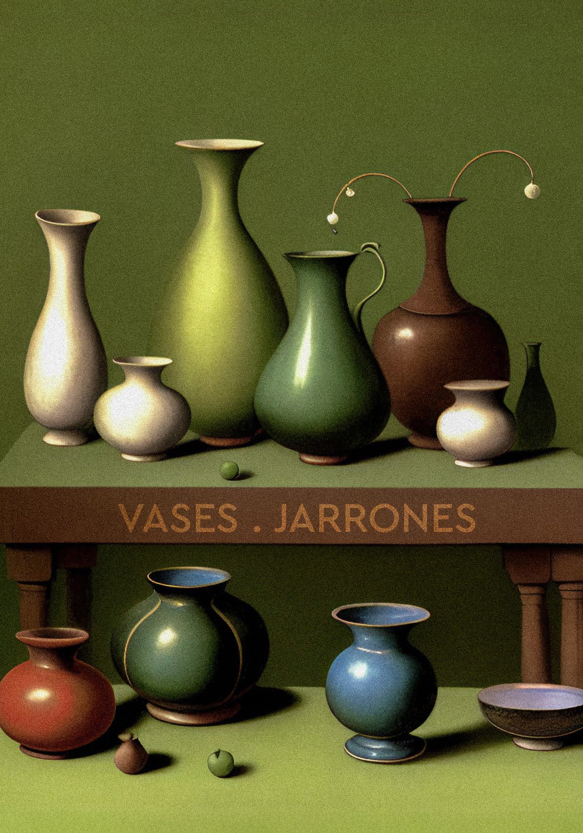 Decorative vases for fresh flower arrangements, from an Ibiza flower shop