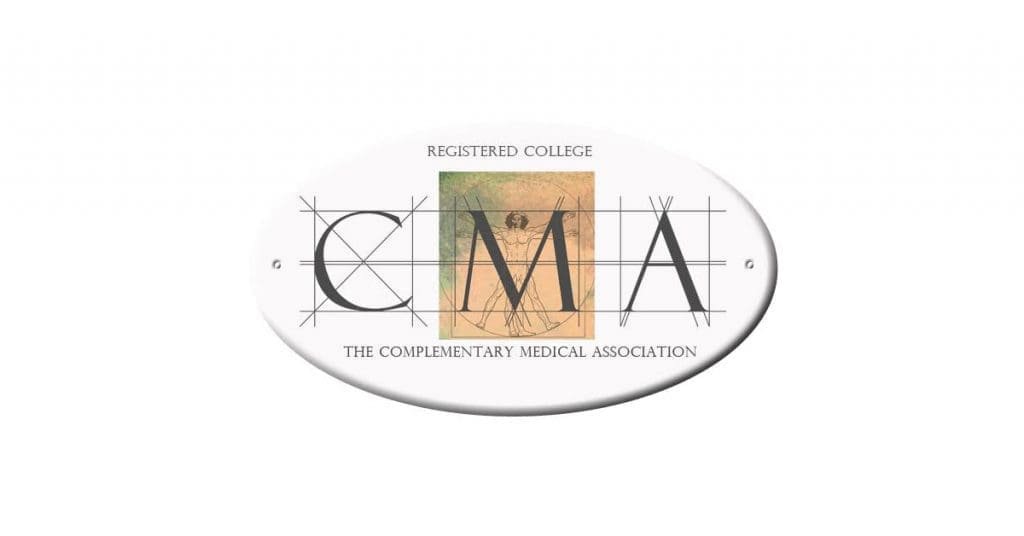 Logo dell'Associazione Medica Complementare, con lettere C, M e A e disegni di linee di progettazione