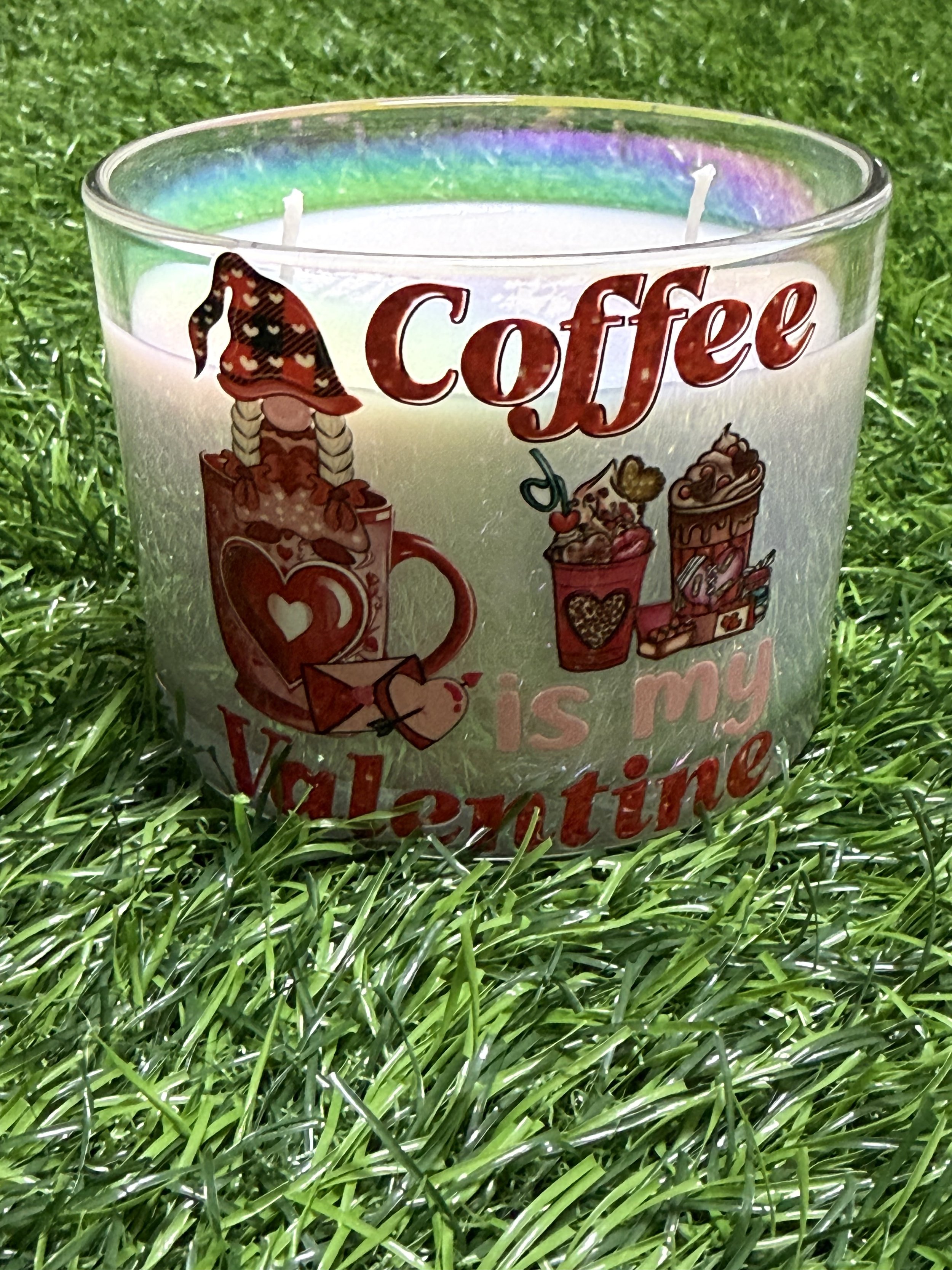 Peachy Prosecco Coffee Valentine 2 Wick Glassy Candle 14oz