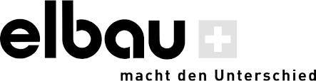 Logo von Elbau mit schwarzem Text auf weißem Hintergrund