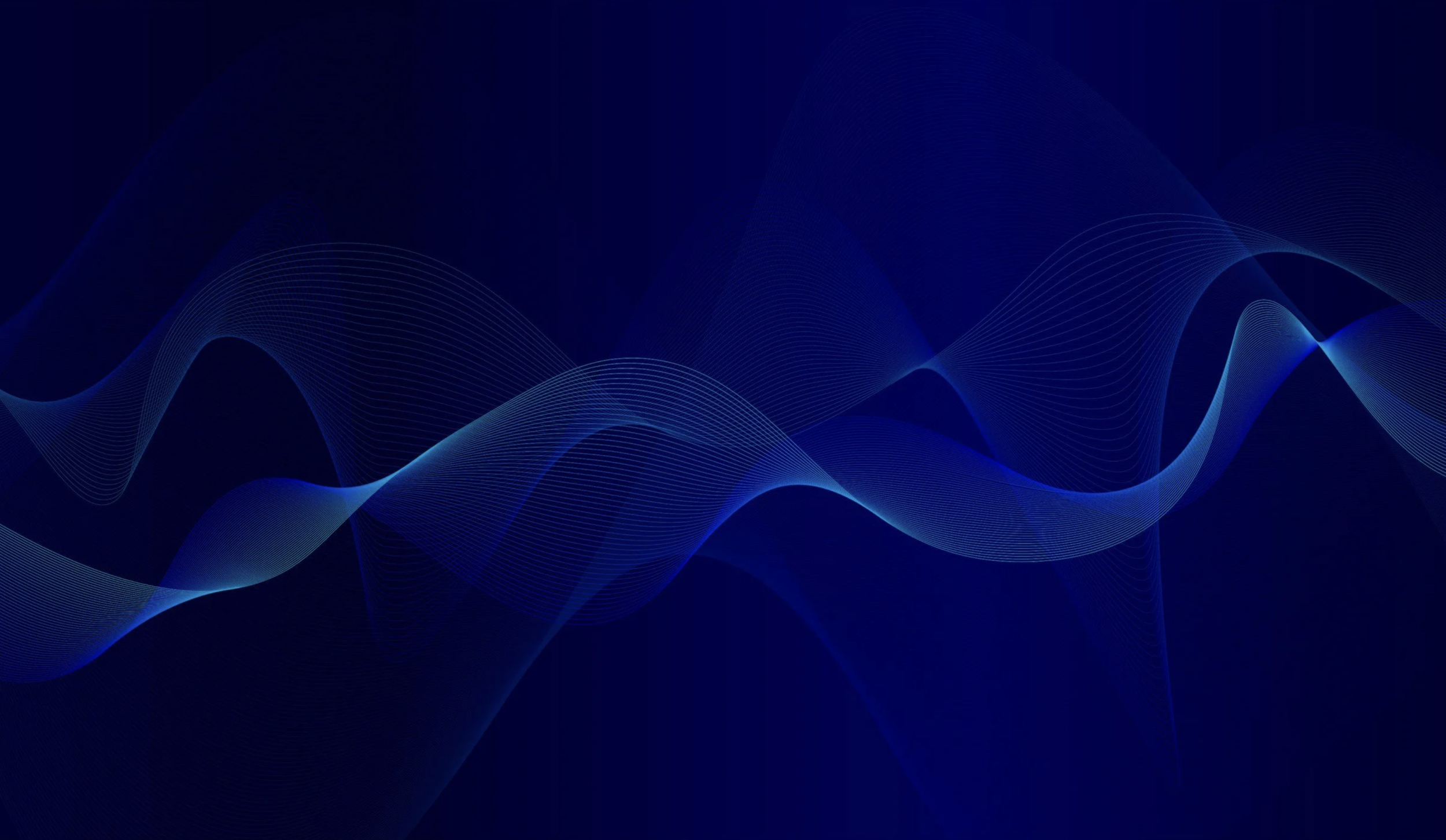 Abstract digital background with flowing blue wave-like lines on dark blue backdrop.