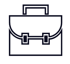 Outline of a briefcase with a handle and buckle straps