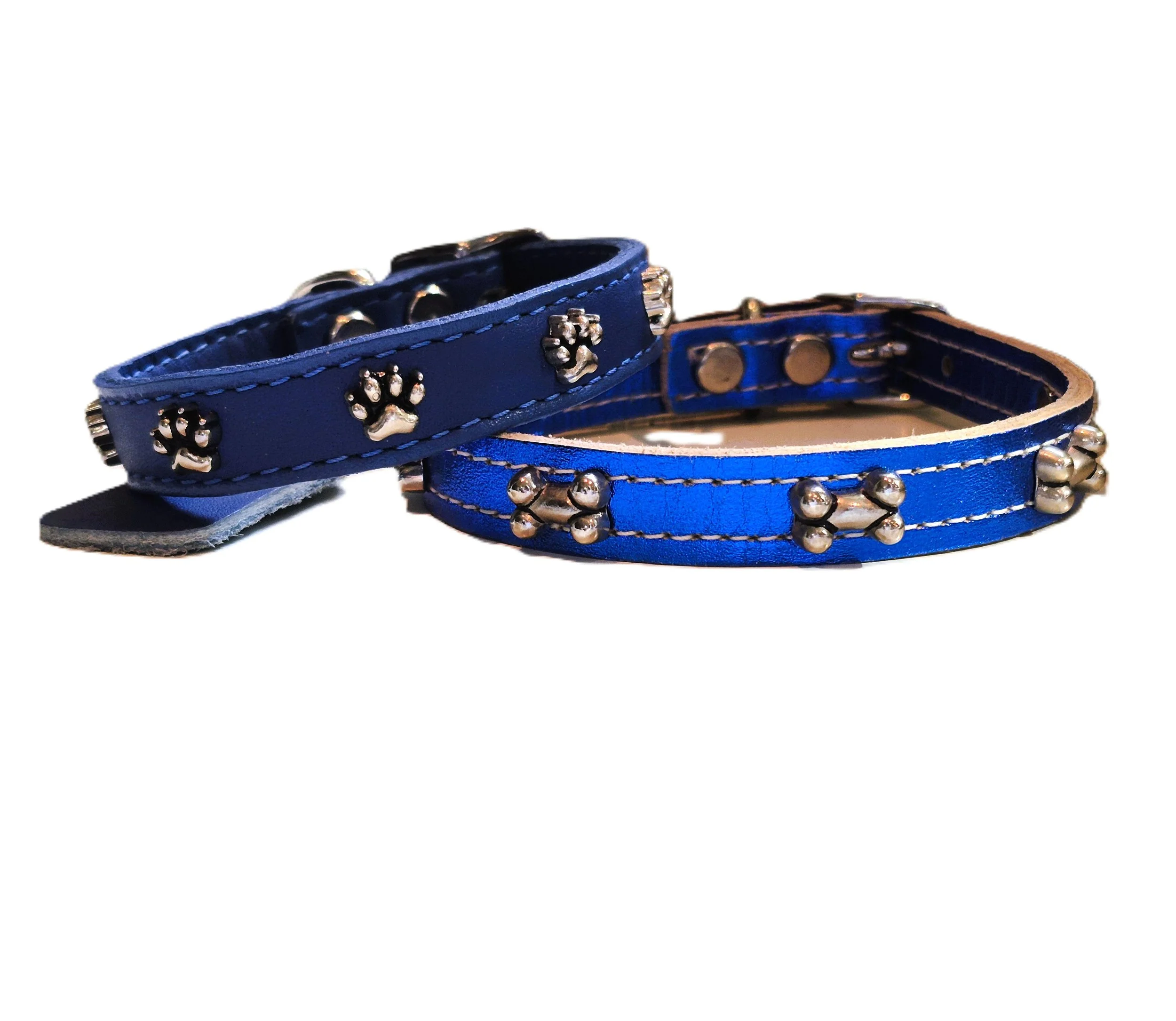 signatureleatherdogcollarinmetallicblueandmatteblue.jpg (Copy) (Copy)