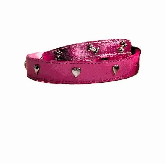 SignatureLeatherDog CollarinMetallicPinkandMattePink.jpg (Copy) (Copy)