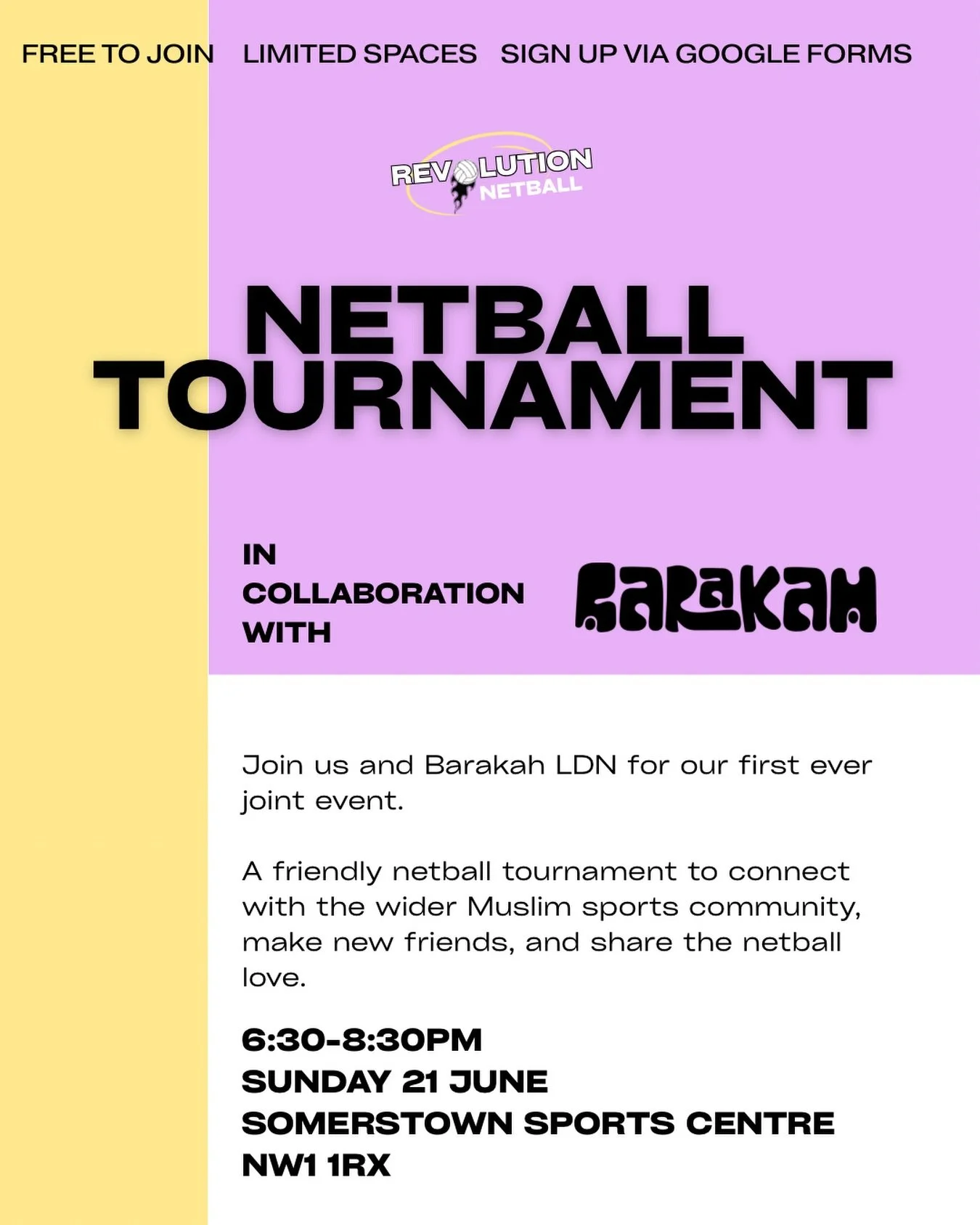We're excited to be kicking off our first collab event with @barakah_ldn , sharing our love for netball with other brilliant members of the community who are bridging gaps between Muslim women and sports in their own fields💜

Don't miss out! Link in