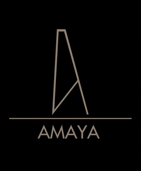 Logo with stylized letter A and the word AMAYA beneath it, all on a black background.