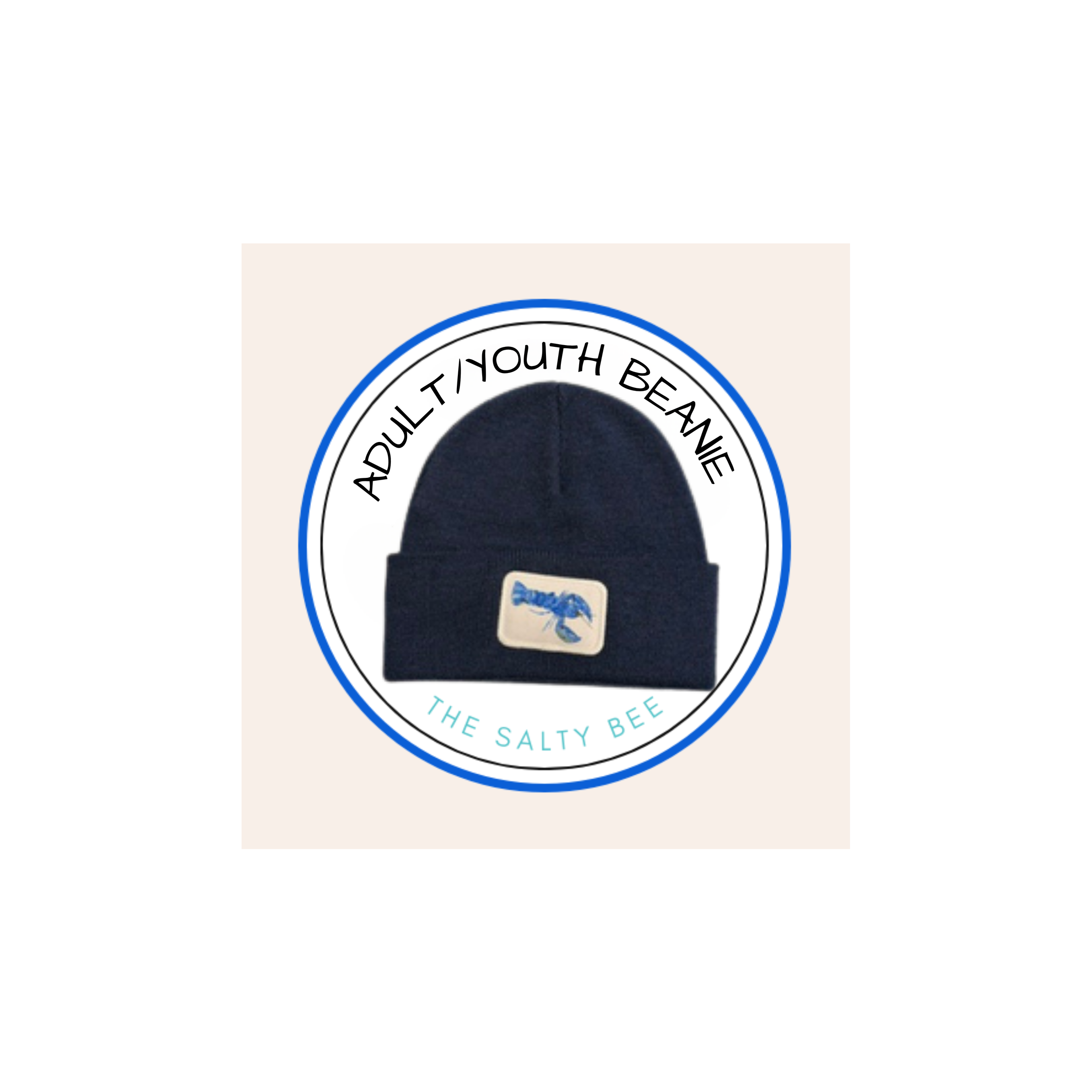 cobalt blue beanie with blue lobster 4x4 canva.png