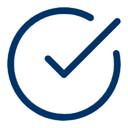 A circular checkmark icon inside a partially open circle