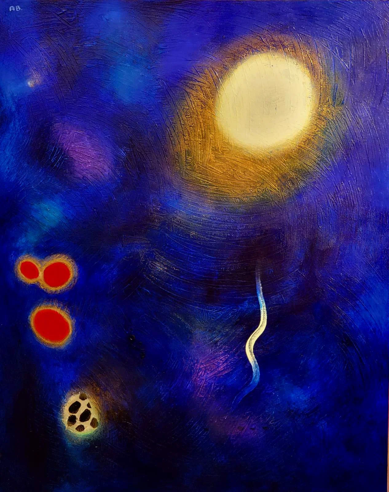 Space Formation, Painting by Anton Balanchivadze. 2024 Genesis Series, Blue, Gold, Red, Black and White