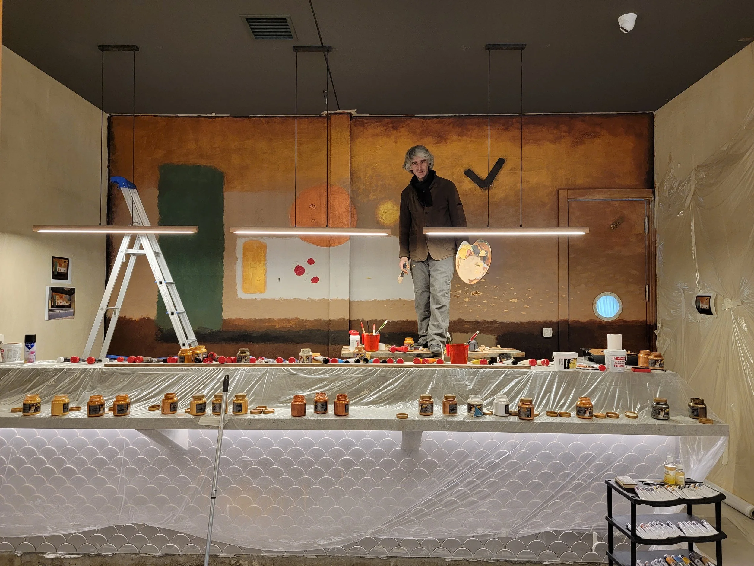 Working Process On The Mural Work "Menhir" , Lopota Resort, Kakheti
