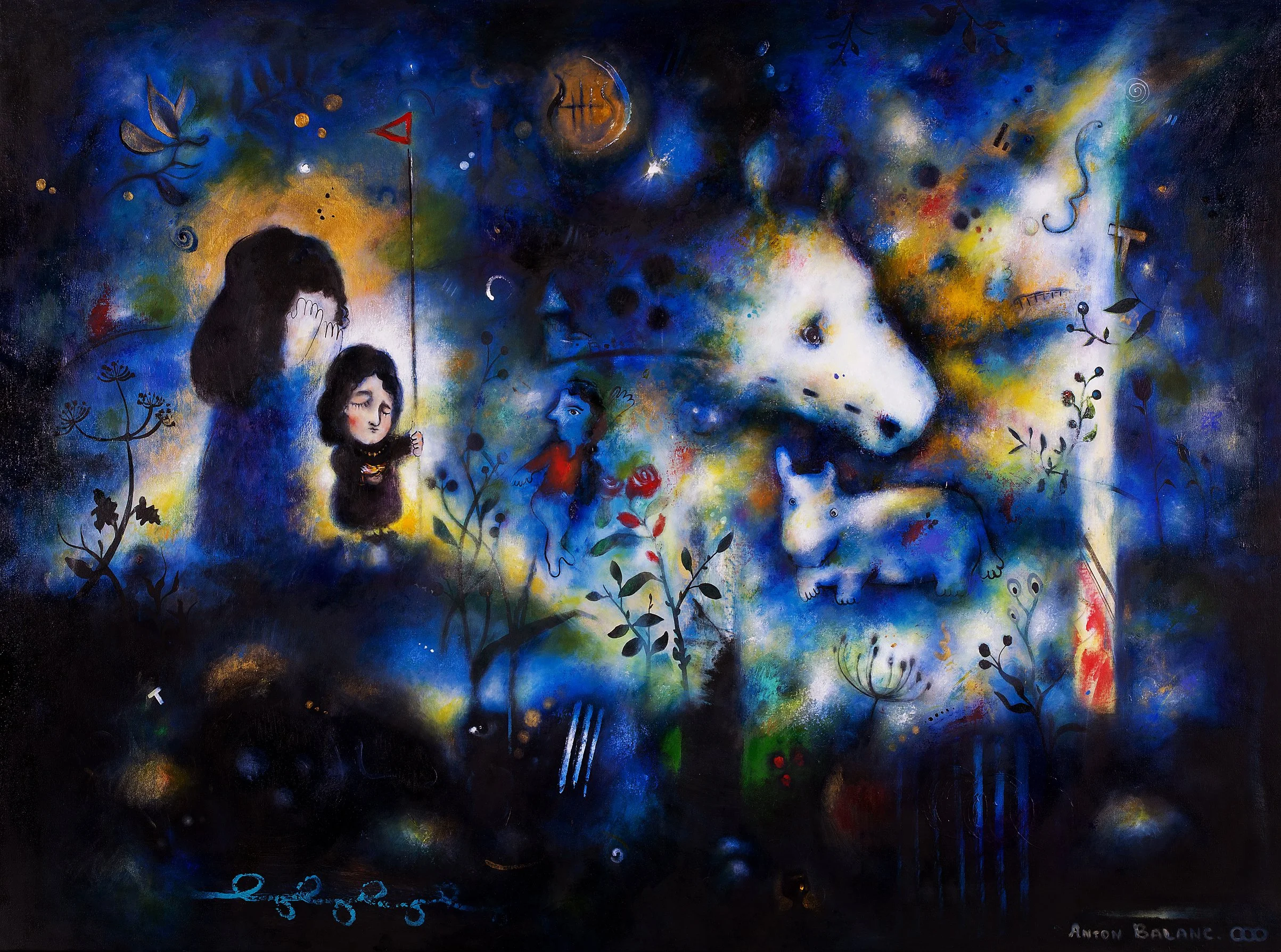 On The Threshold Of Times -  227x167 Mixed Media On Canvas (Series from exhibition “The Gardens” , Baia Gallery, Curated by Baia Tsikoridze) 2016-2018