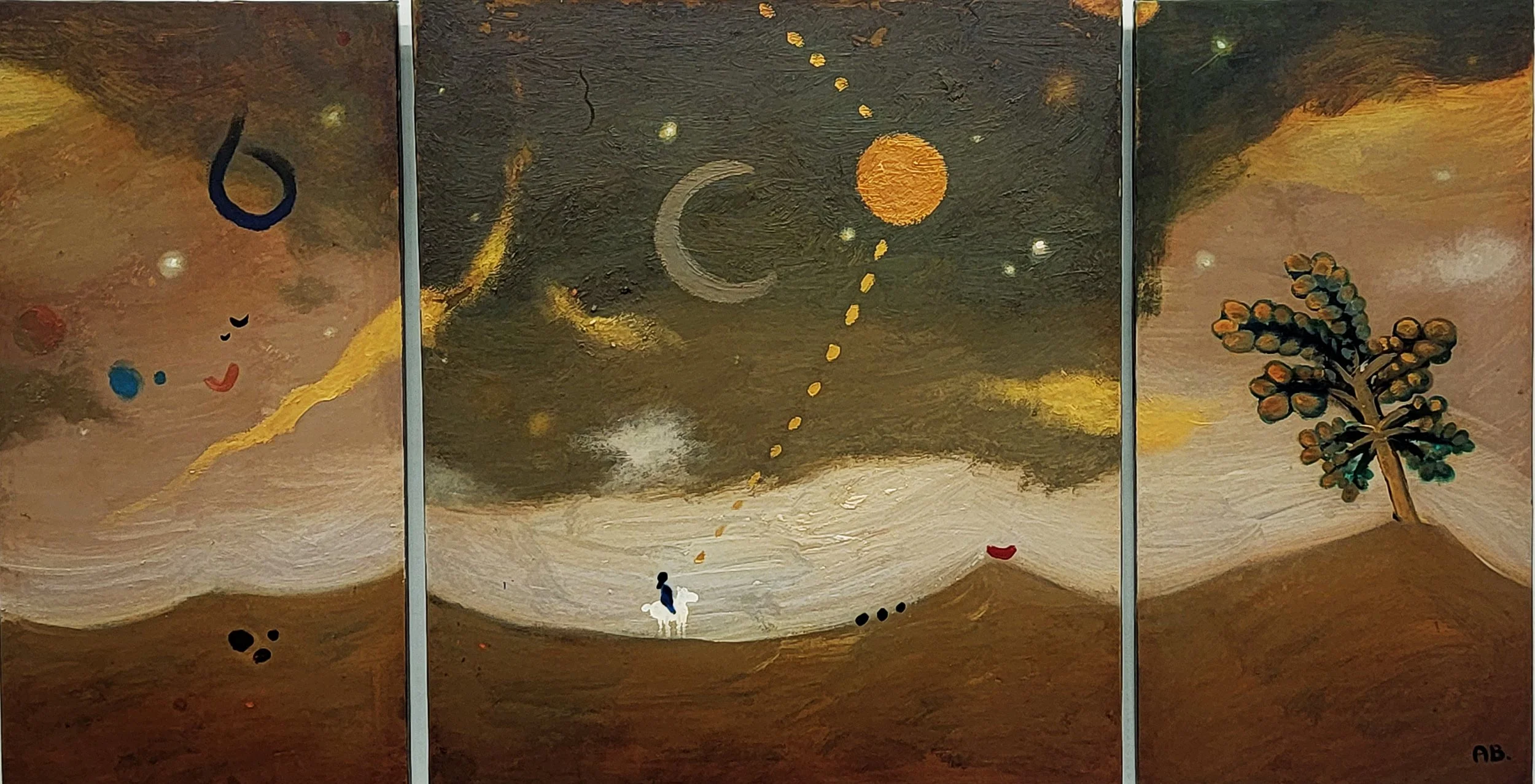 Anton Balanchivadze's triptych "gachra", theme from poem "knight in panther's skin"