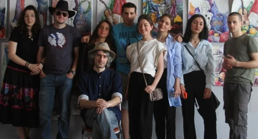 Anton Balanchivadze With The Students Of Tbilisi State Academy Of Art 
