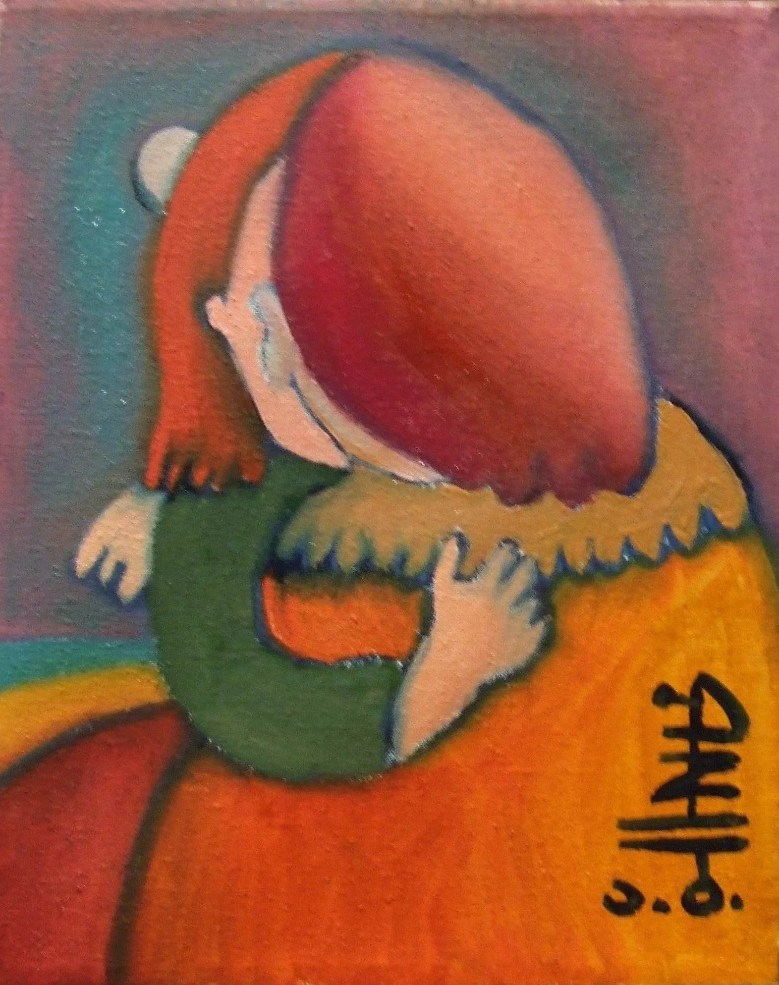 Children hugging each other, with one child in a yellow shirt and the other in a green shirt, depicted in a colorful, abstract style.