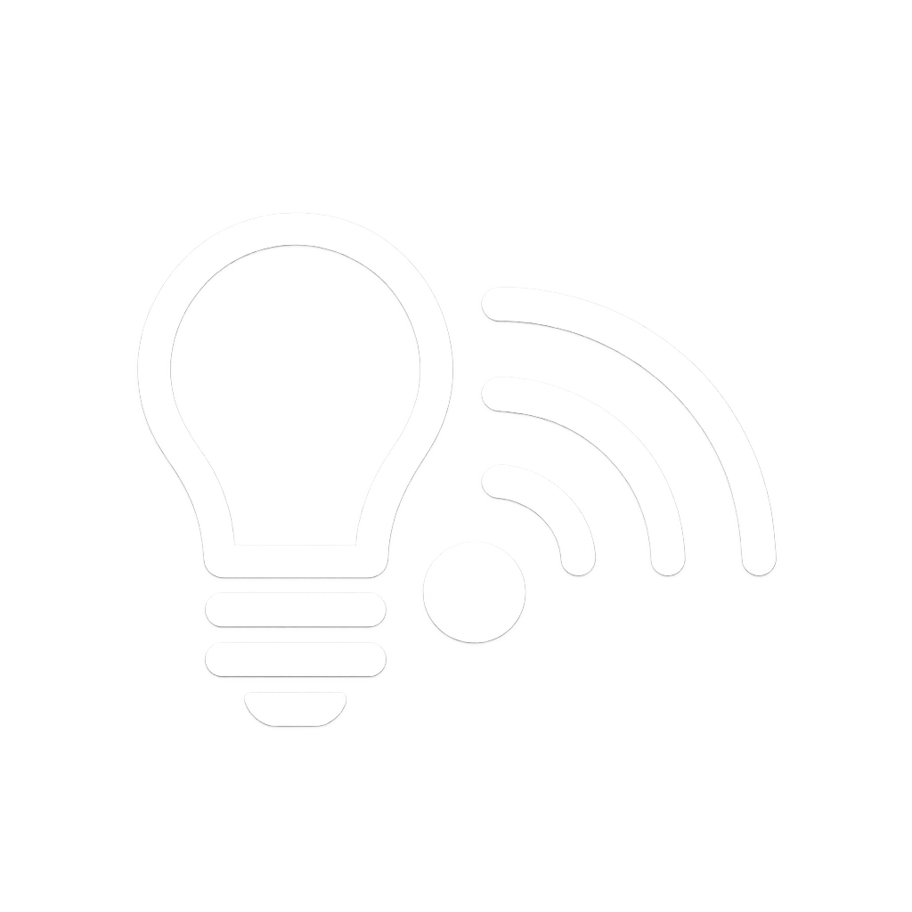 Icon of a light bulb with Wi-Fi signal waves.