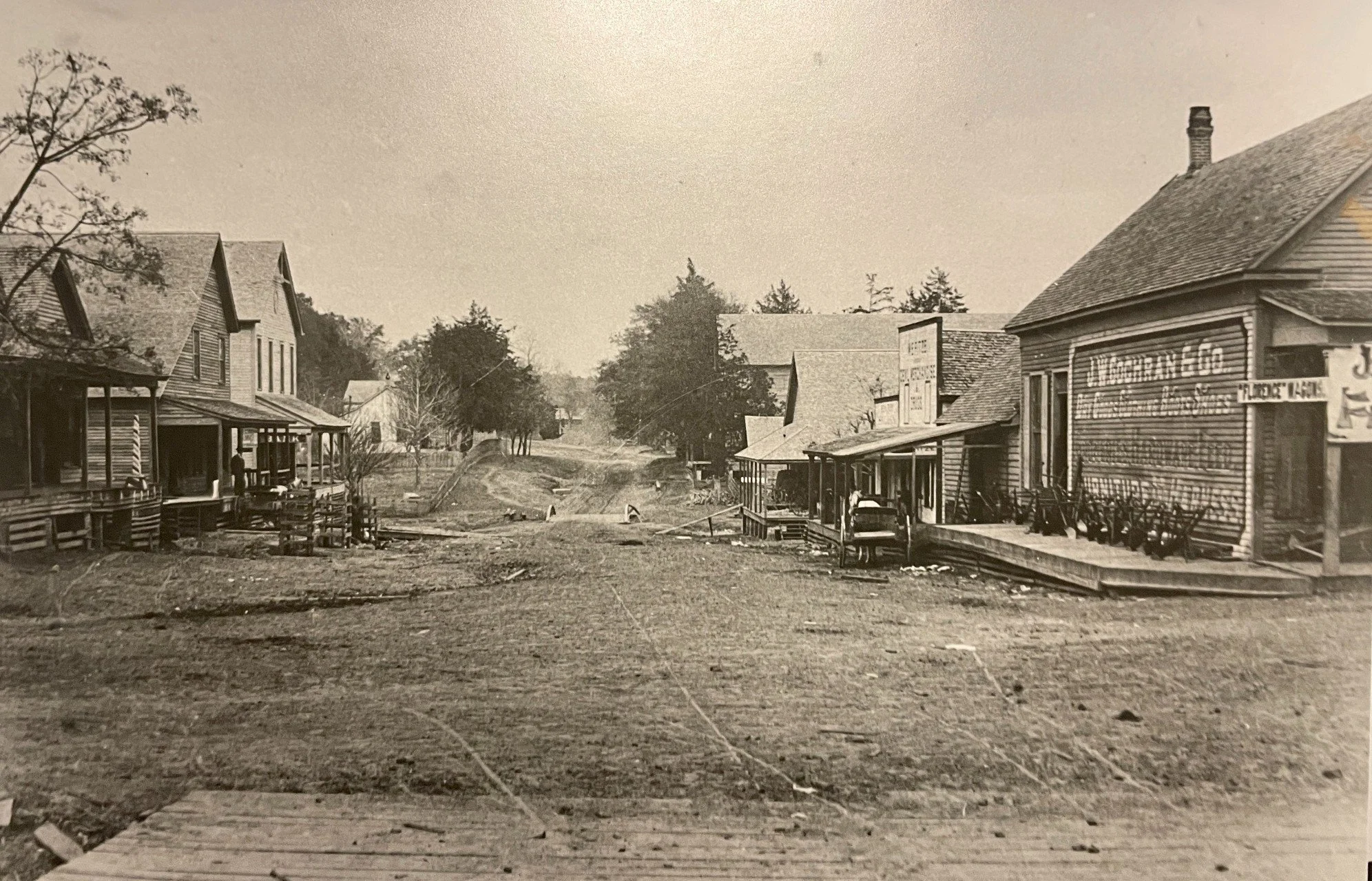The church roof can be seen over the house on the left.  Photo taken from Washington Avenue at Church Street