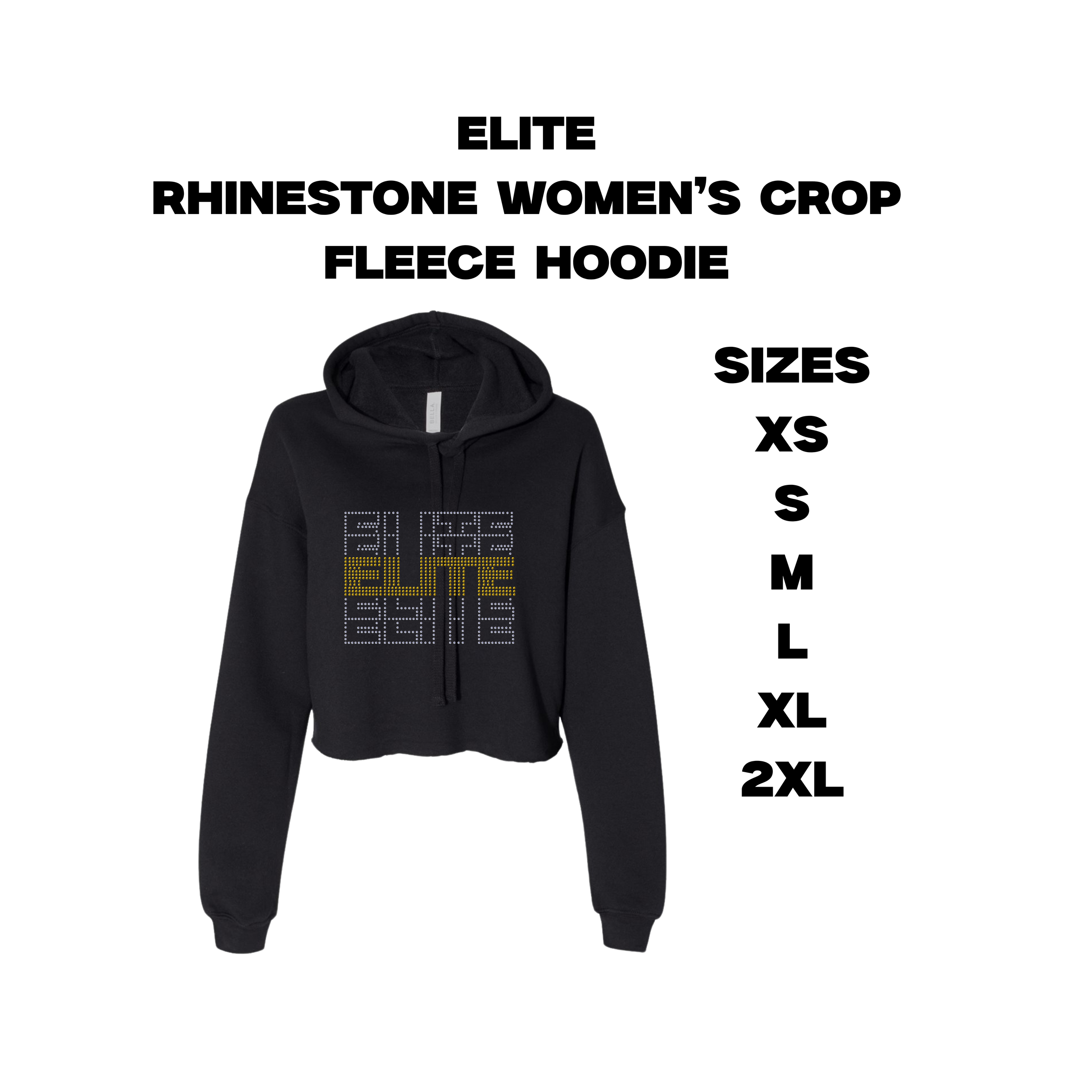 ELITE Rhinestone Women's Crop Fleece Hoodie