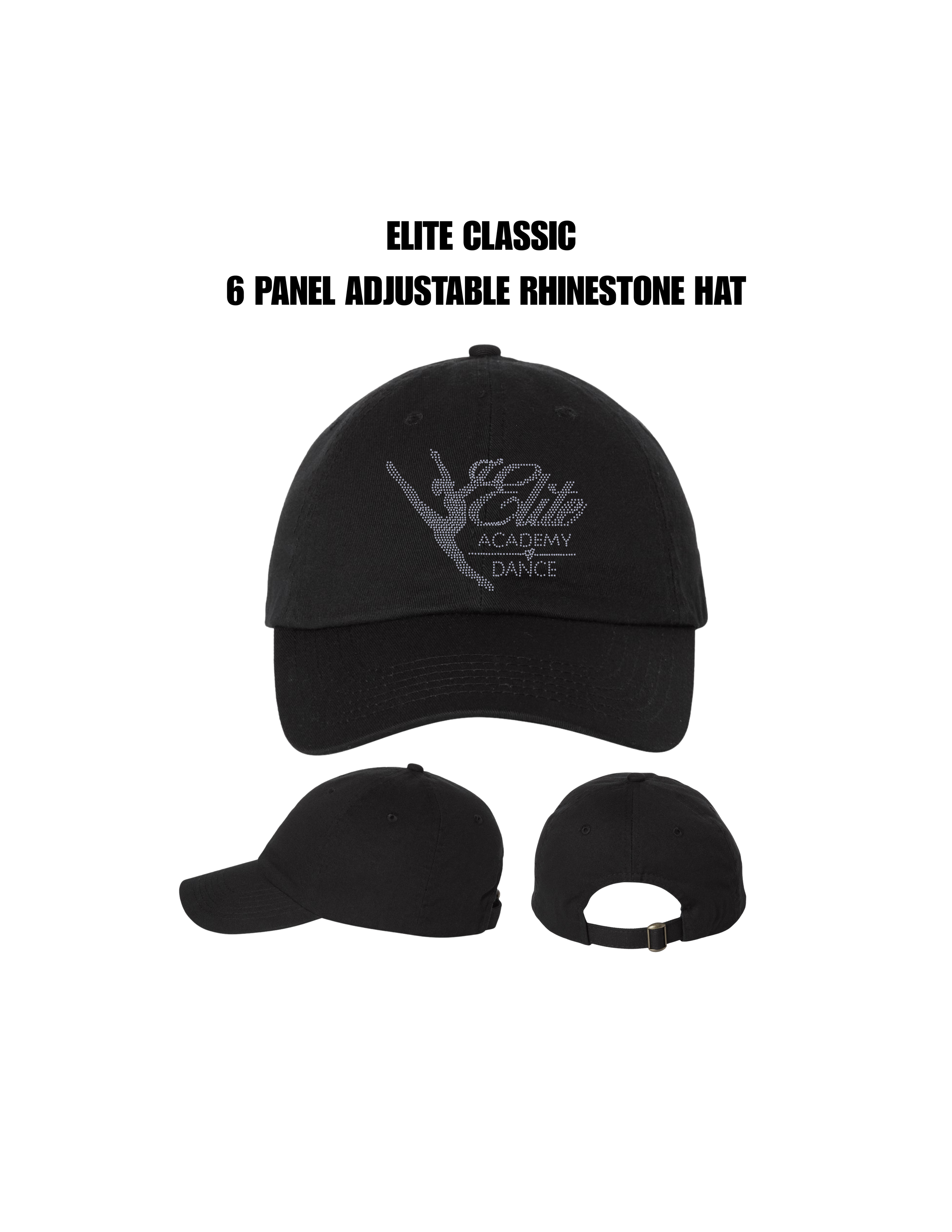 ELITE Classic Six Panel Adjustable Rhinestone Hat