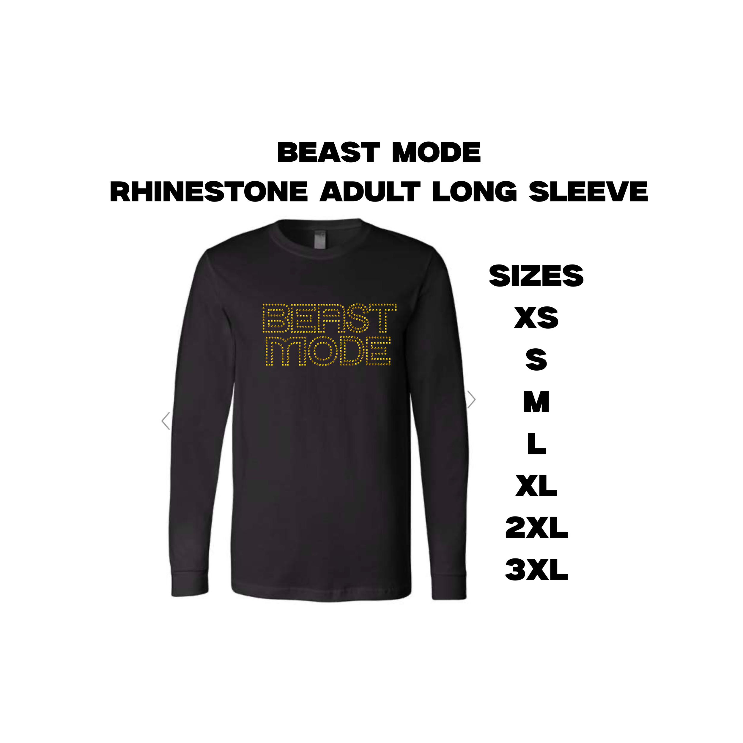 BEAST MODE Rhinestone Adult Long Sleeve