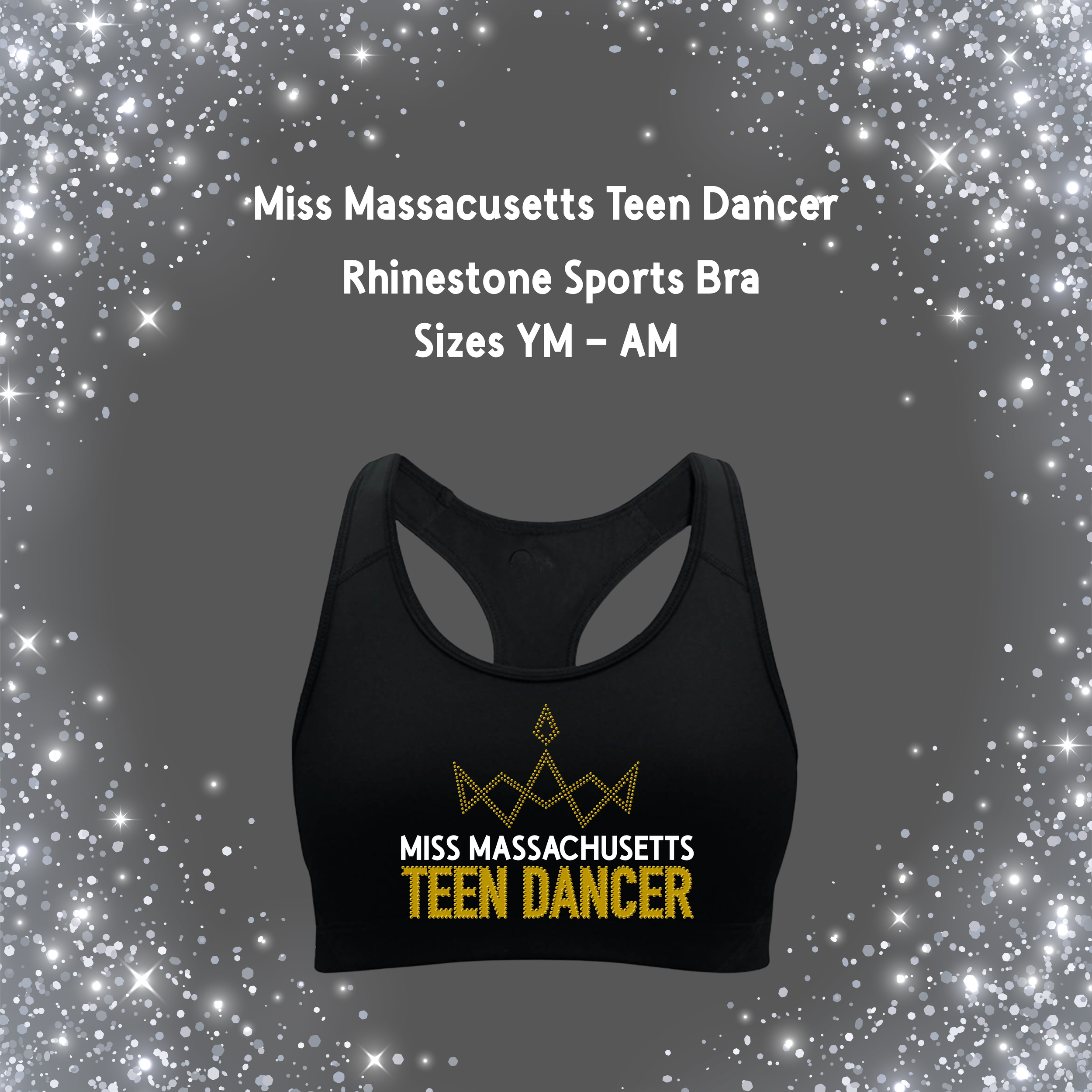 Miss Massachusetts Teen Dancer Rhinestone Sports Bra