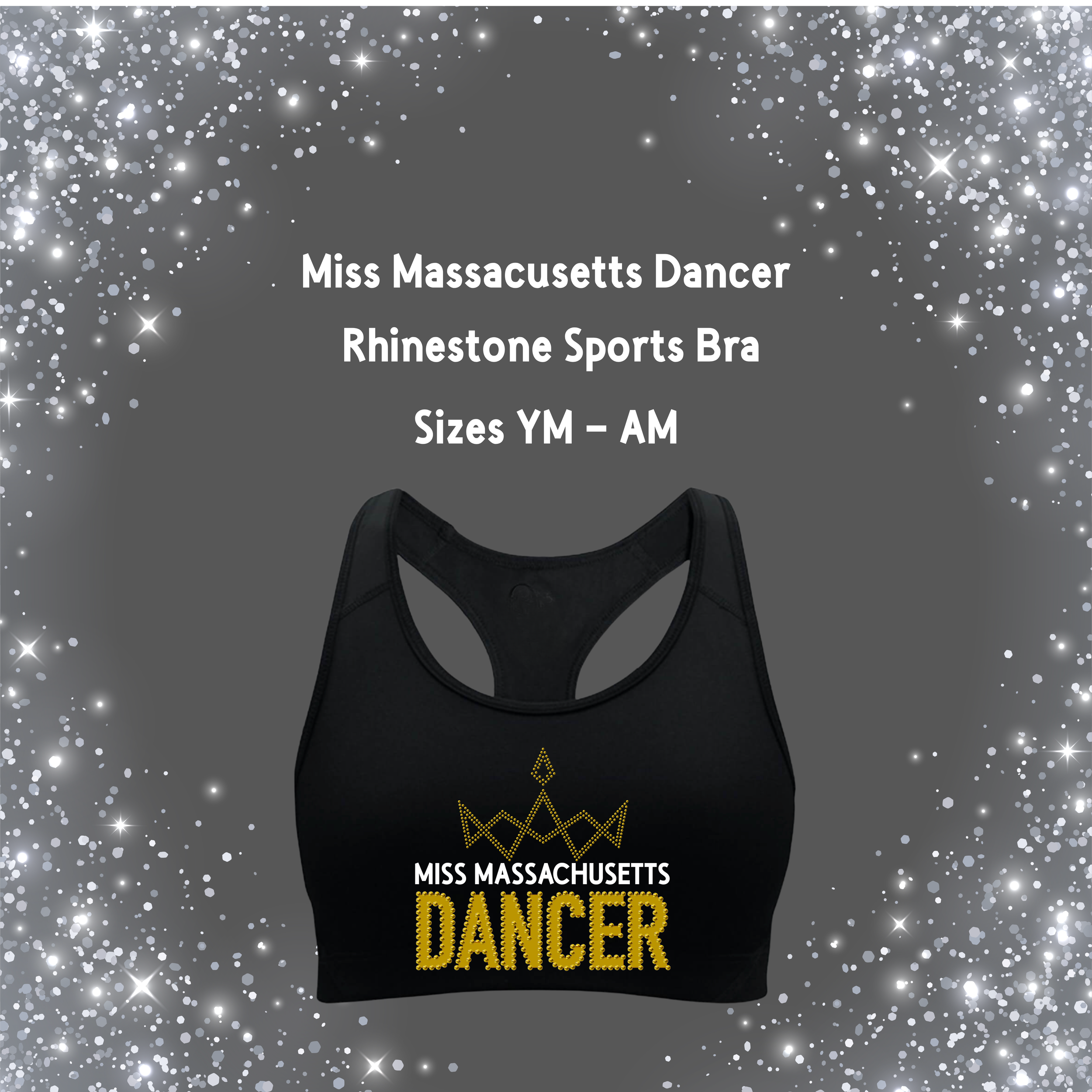 Miss Massachusetts Dancer Rhinestone Sports Bra