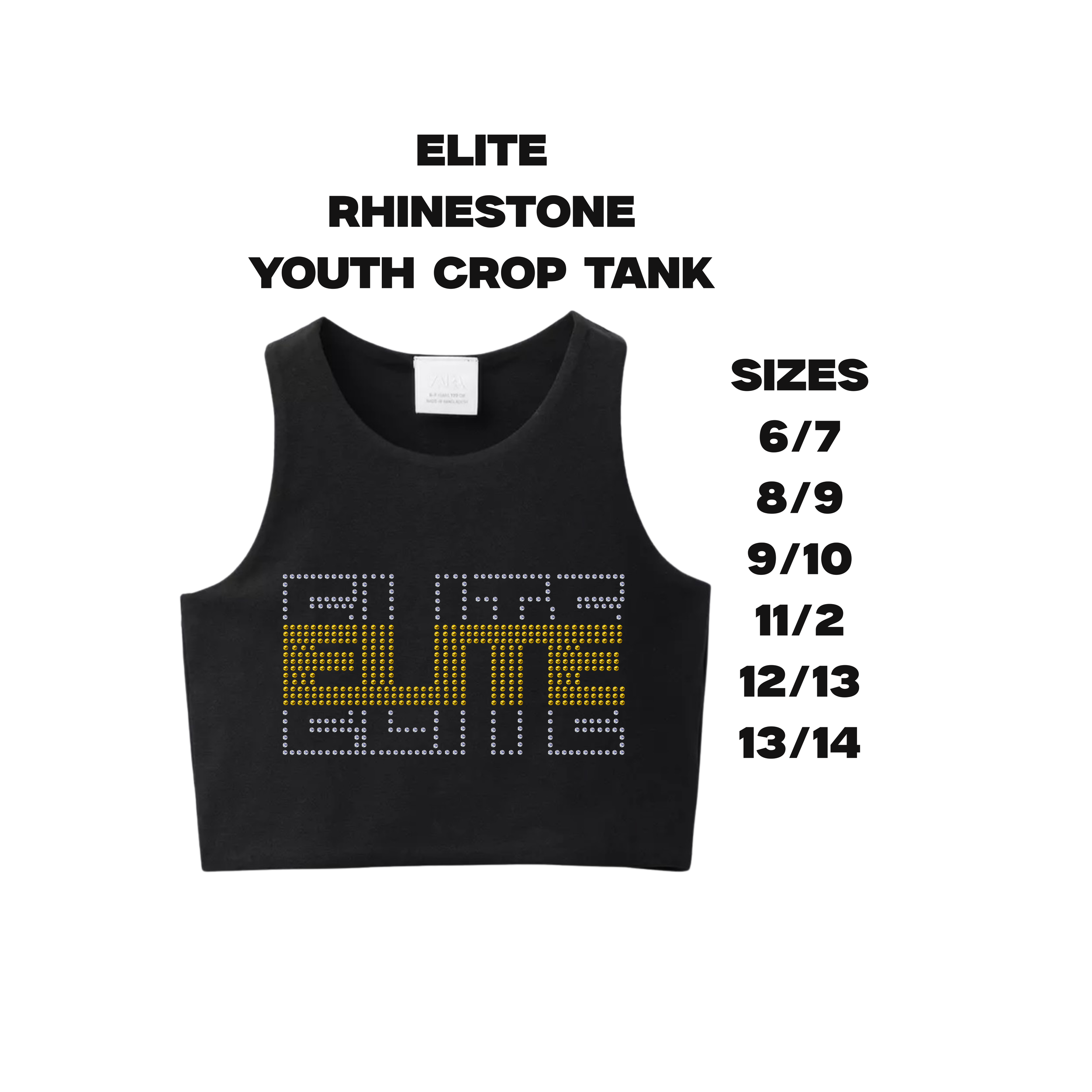 ELITE Rhinestone Youth Crop Tank