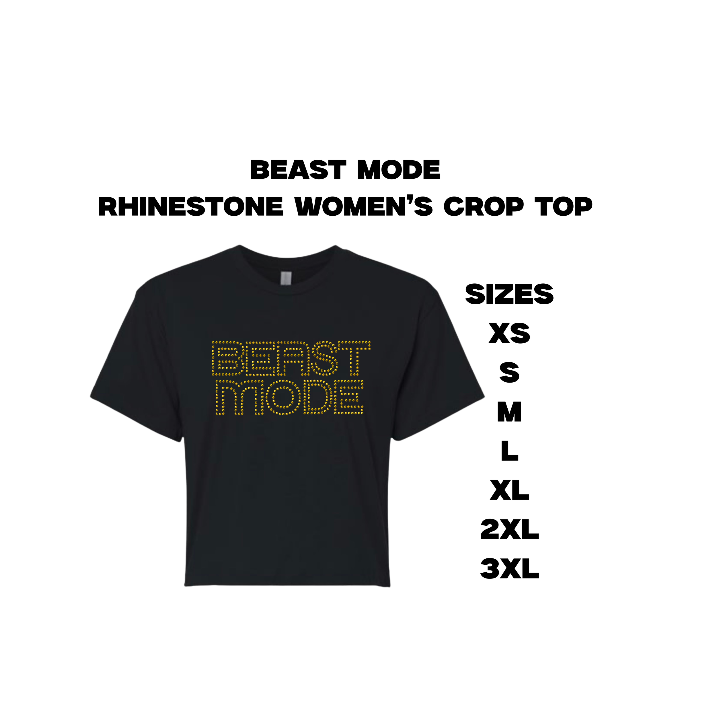 BEAST MODE Rhinestone Women's Crop Top
