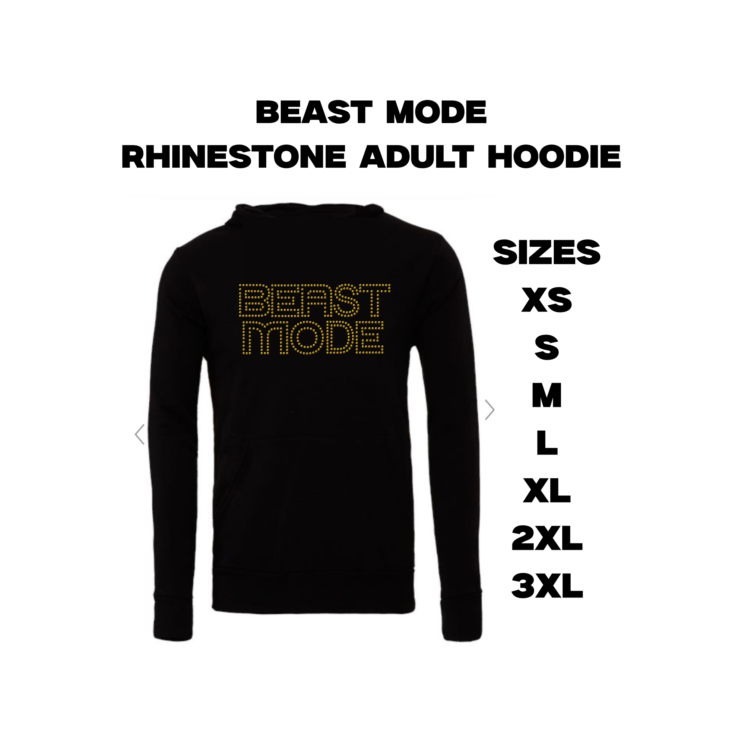 BEAST MODE Rhinestone Adult Hoodie