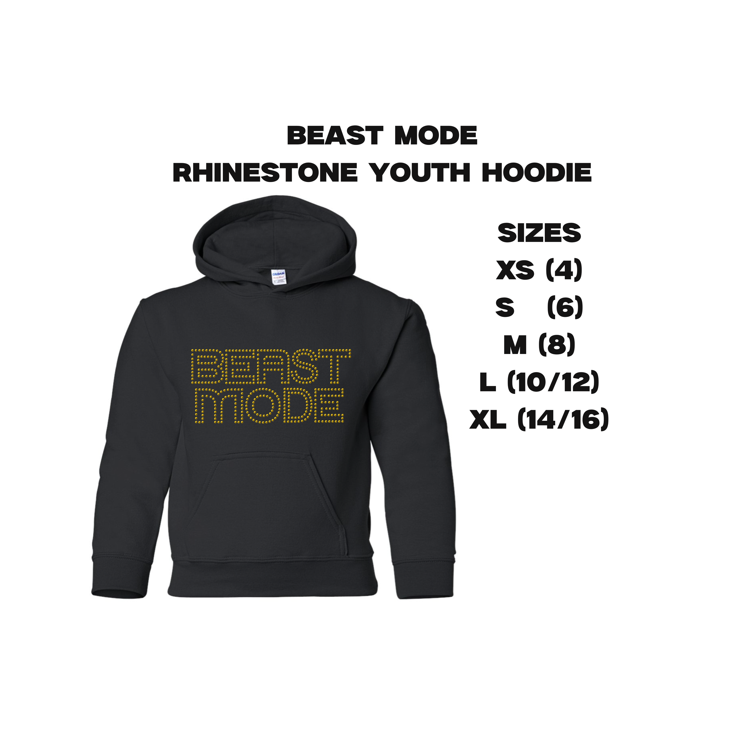 Beast Mode Rhinestone Youth Hoodie