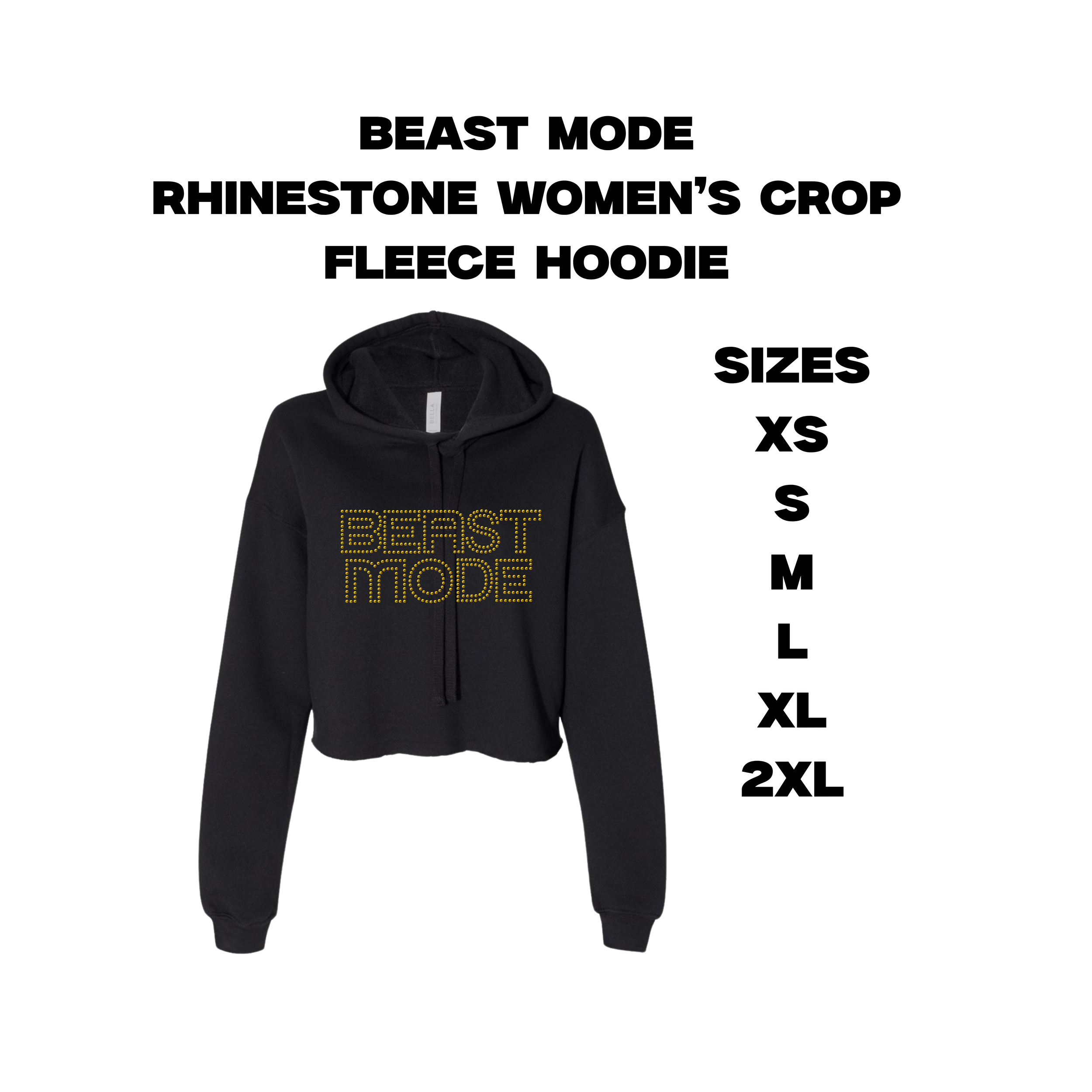 BEAST MODE Rhinestone Women's Crop Fleece Hoodie