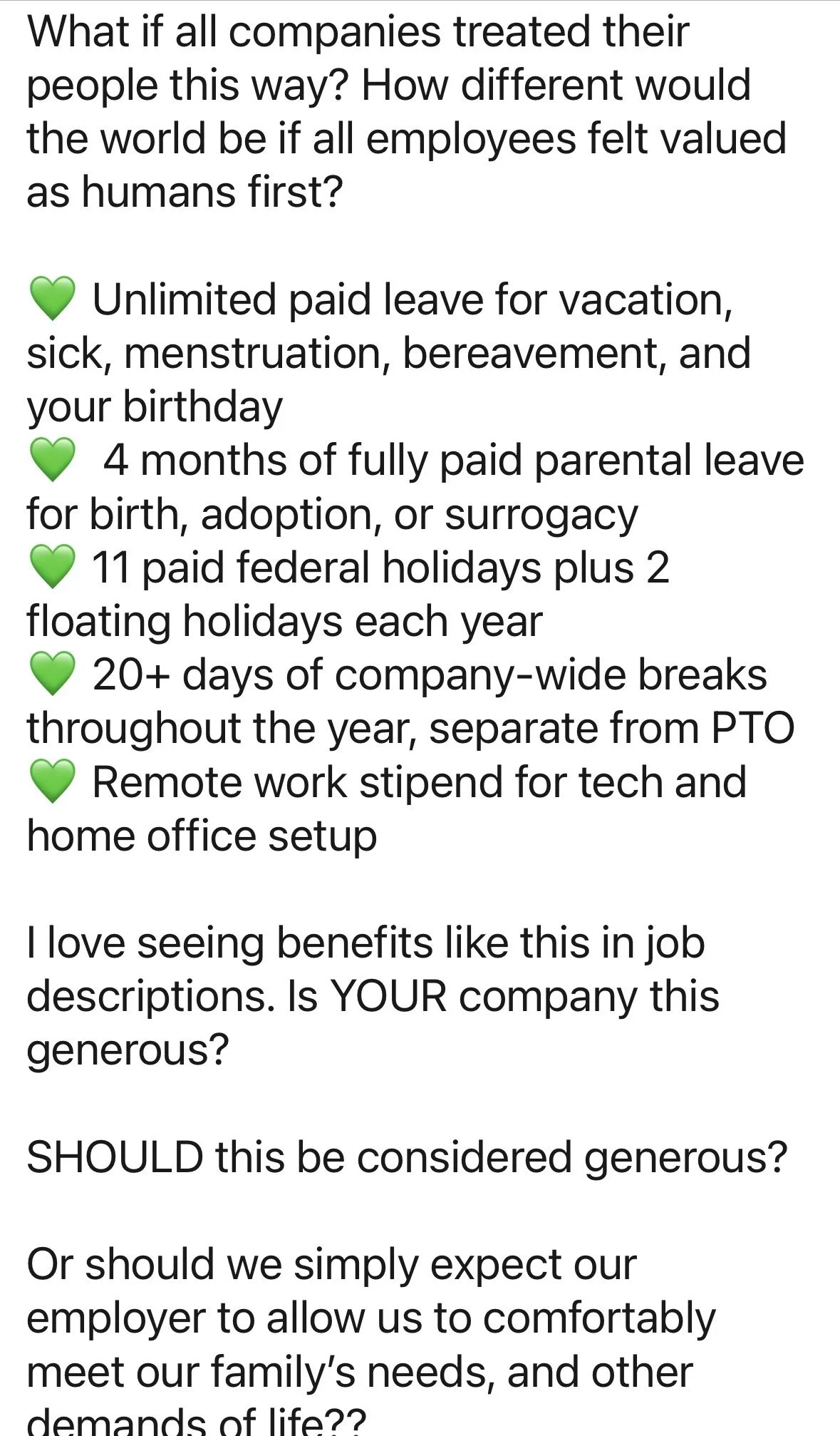 Should employers allow us to comfortably meet our family’s needs?