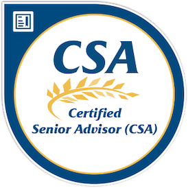 CSAI Certified Senior Advisor (CSA) logo with blue, gold, and white colors
