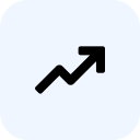 An upward trending arrow representing growth or progress.