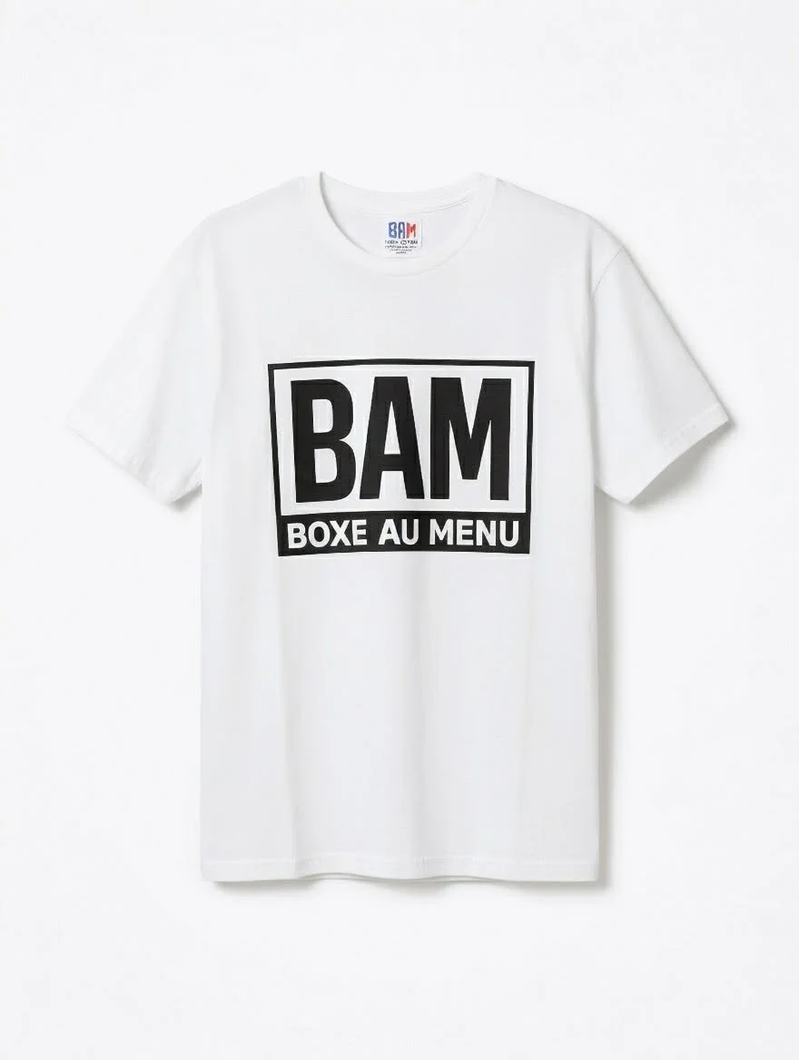 T-shirt blanc/noir BAM