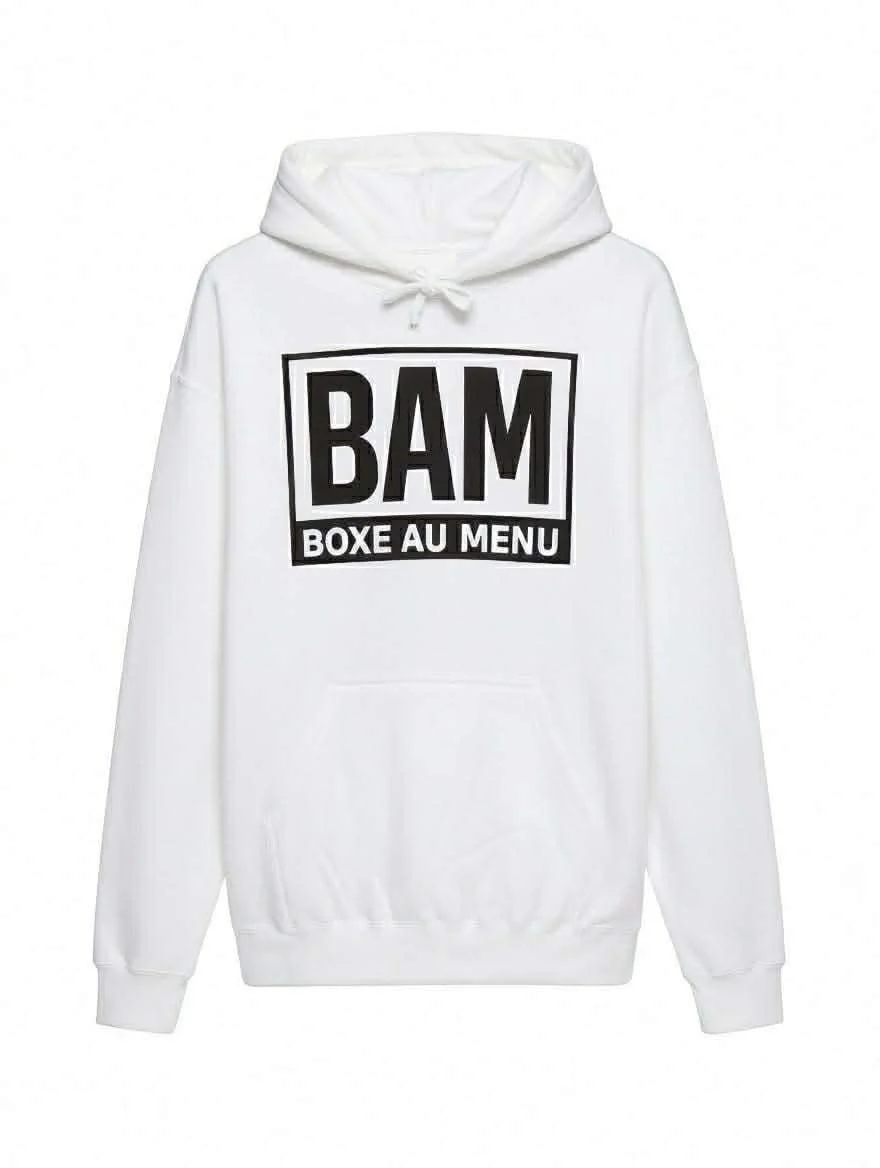 Hoodie blanc/noir BAM