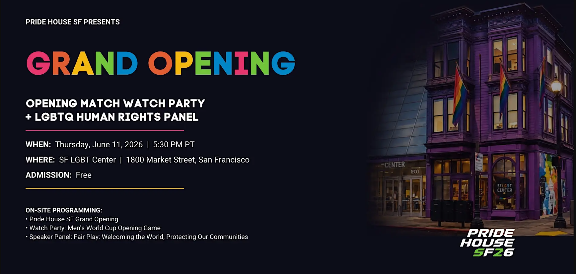 Pride House SF Kickoff Party + LGBTQ+ Rights in Sports Conversation