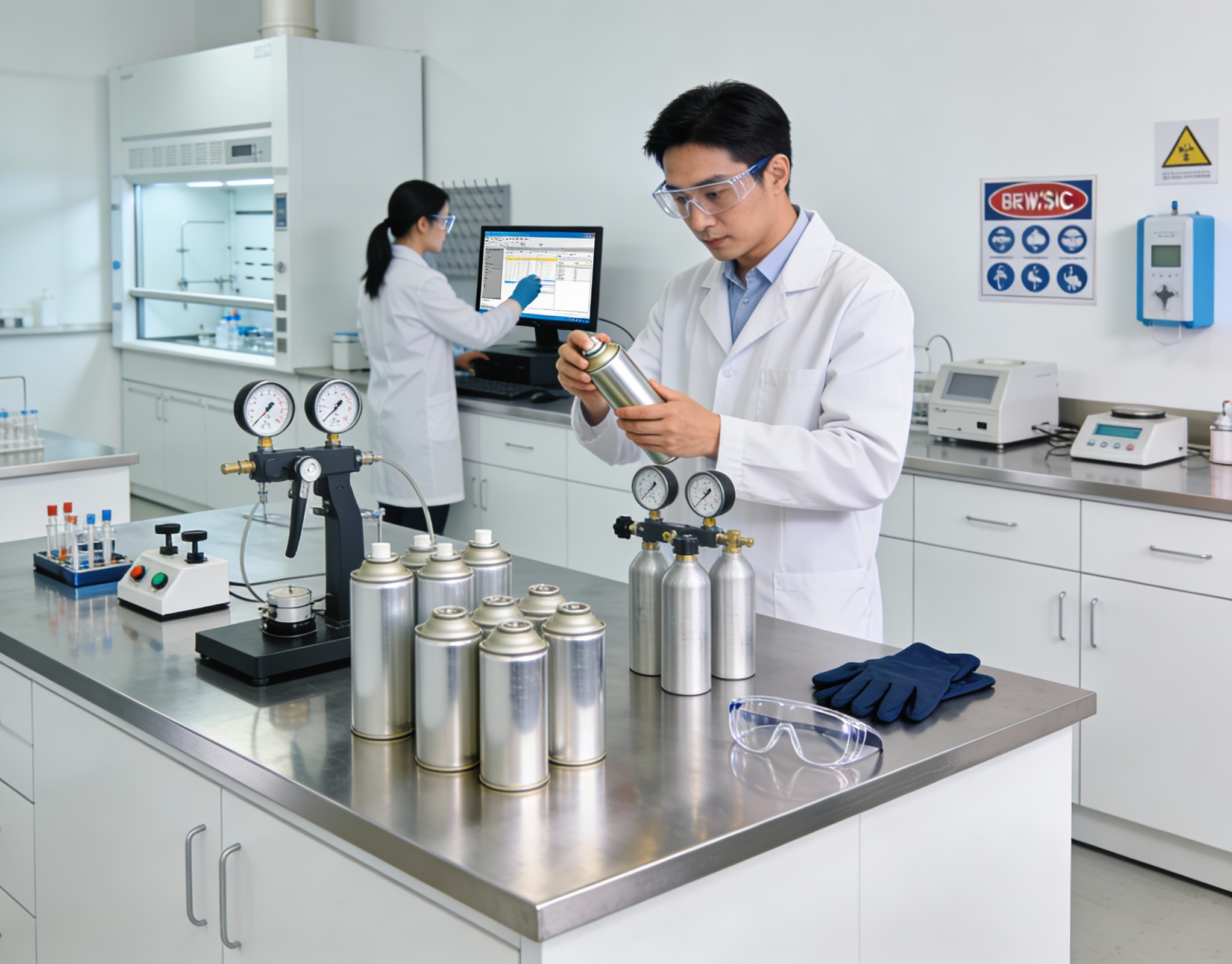 A small aerosol laboratory for testing cans.