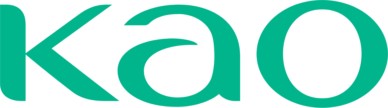 Kao logo in teal color.