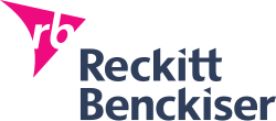 Reckitt Benckiser logo with pink and blue design