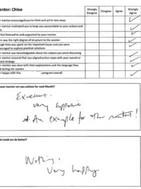 A feedback form with a section for comments. The comments include positive feedback, praise, and a note of happiness.