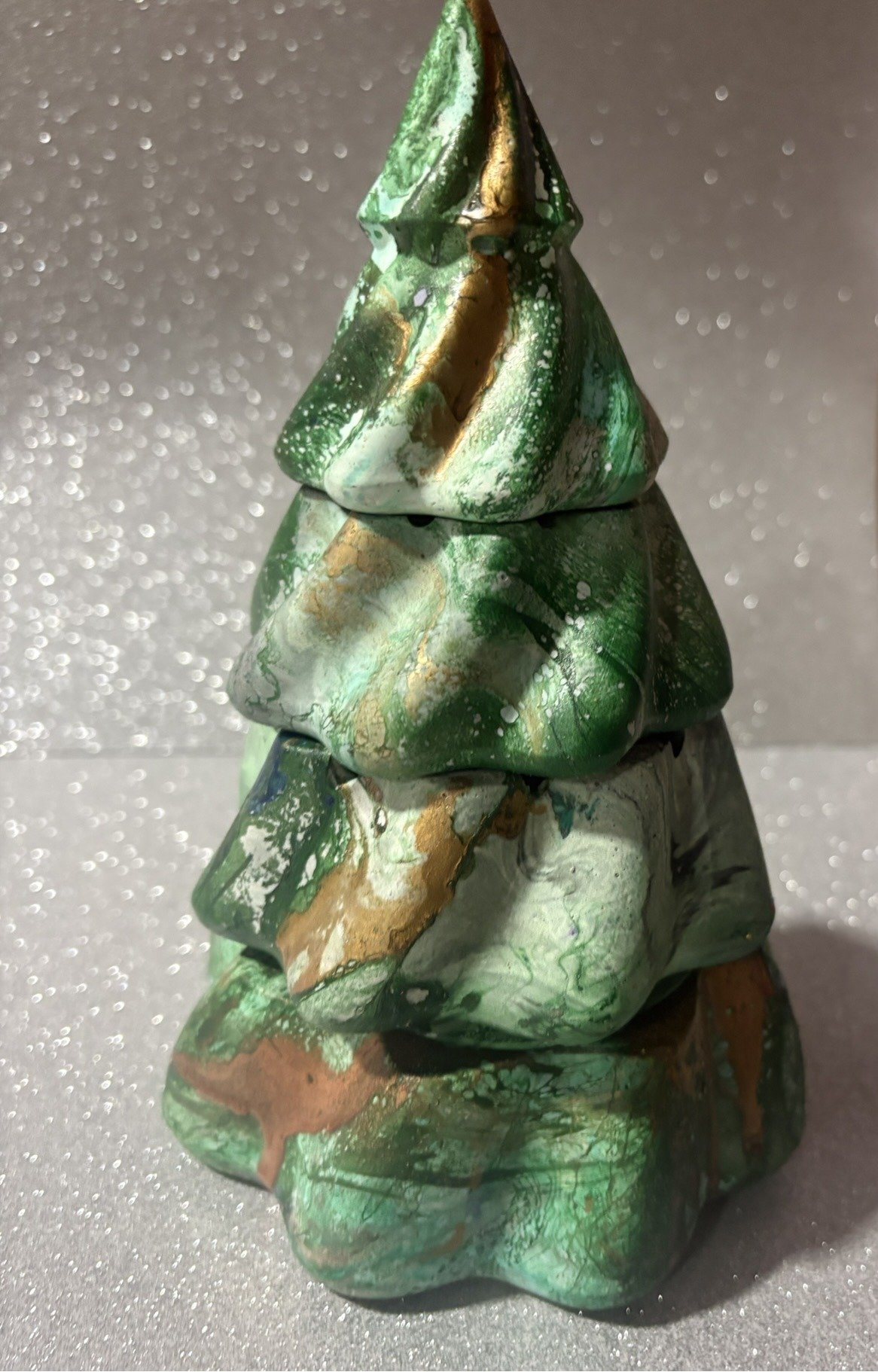 Green Stacking Tree Candle 1.JPG